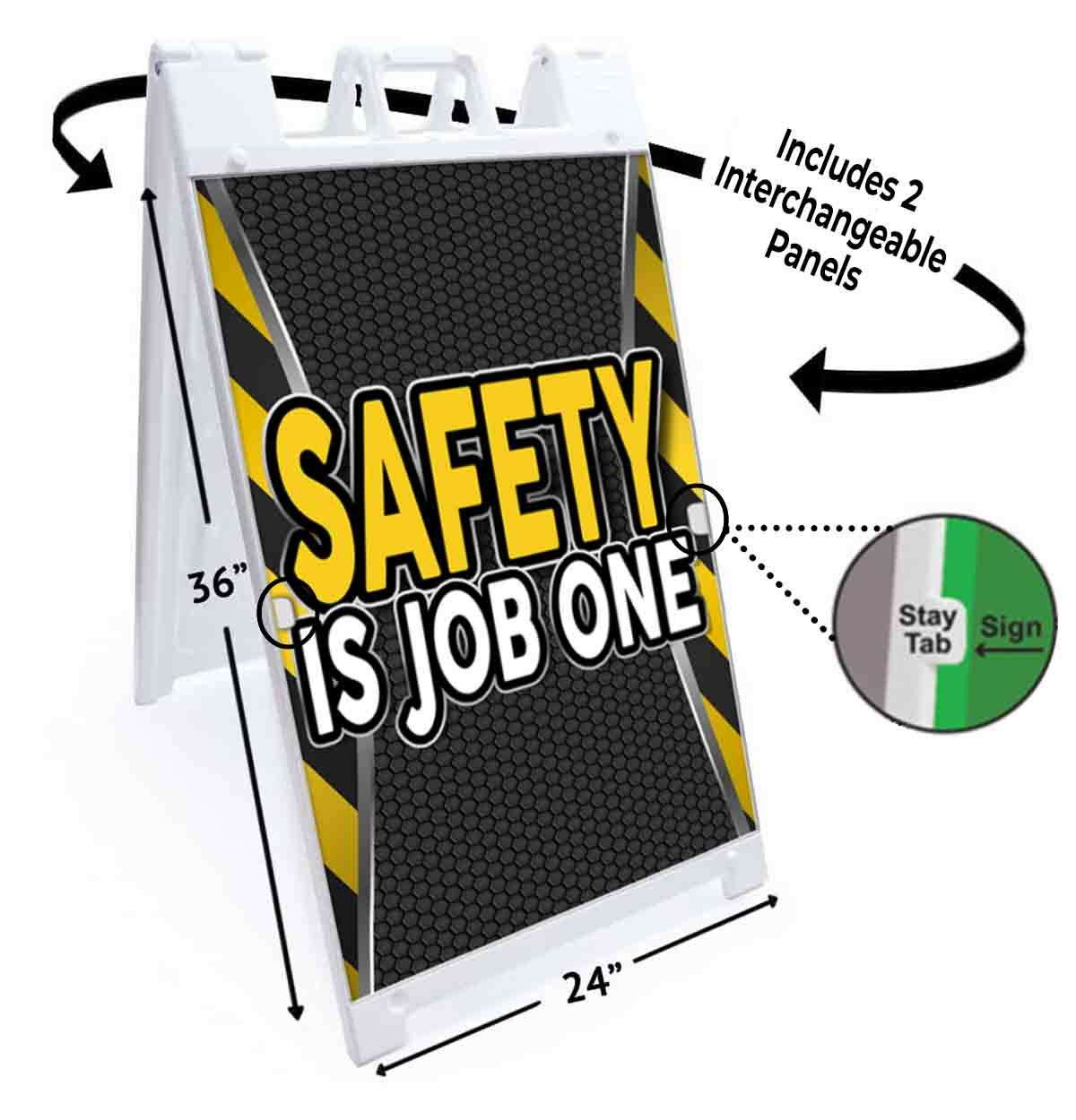 SAFETY IS JOB ONE Signicade 24×36 A Frame Sidewalk Pavement Sign Double Sided