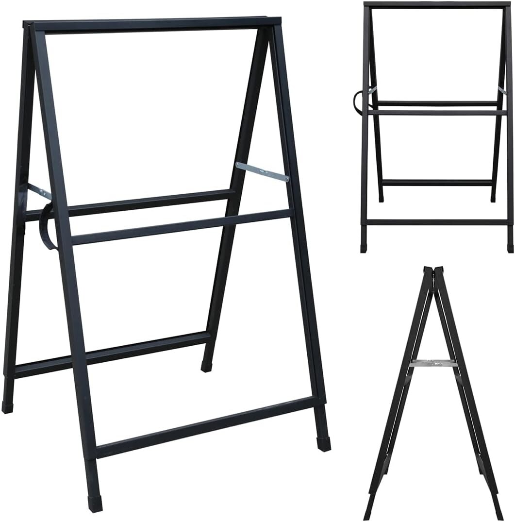 All-Metal A-Frame Sign Holder, Portable 24×36” Sandwich Board for Diverse Uses