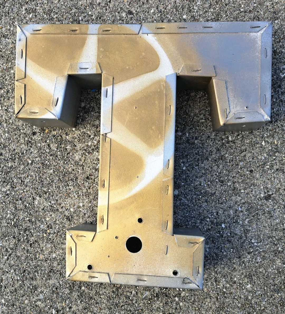 GRAY GOLD Reclaimed 3D Marquee Sign Letter ” T ” Metal Decorated Art Decor