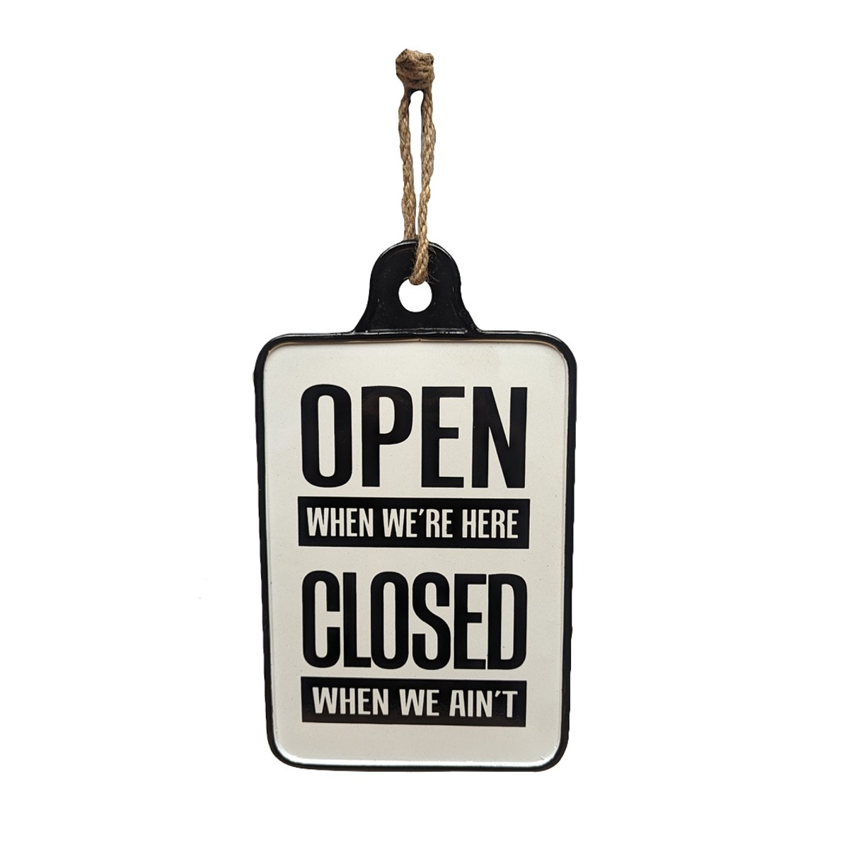 Rustic White Enamel Hanging Rope Open Closed Sign Door Business Shop Wall Decor