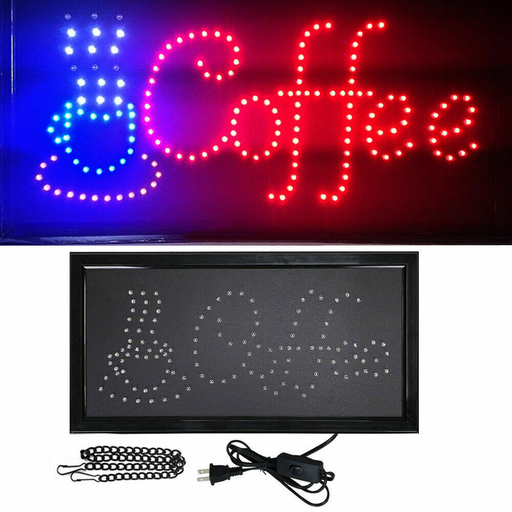 19″x10″ LED Animated Motion Neon Light Coffee Cafe Business Sign On/Off Switch