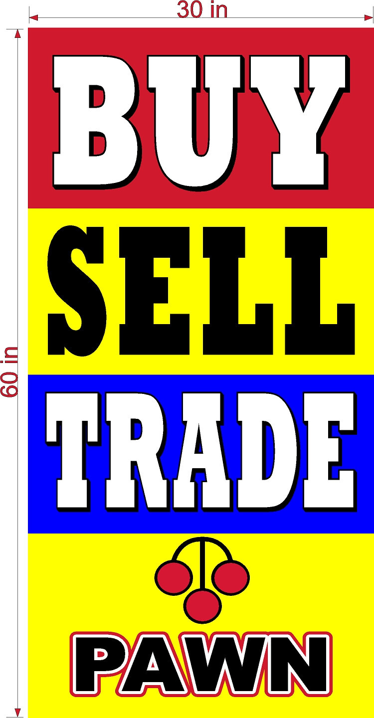 NEW PERFORATED WINDOW VINYL DECAL BUY SELL TRADE PAWN TEXT 30″ X 60″ VERTICAL