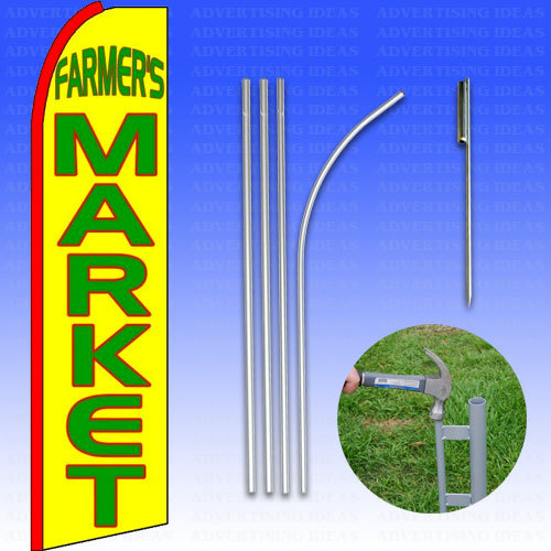 Feather Flag Swooper Advertising Flag Banner Sign 15′ Tall Kit – FARMERS MARKET