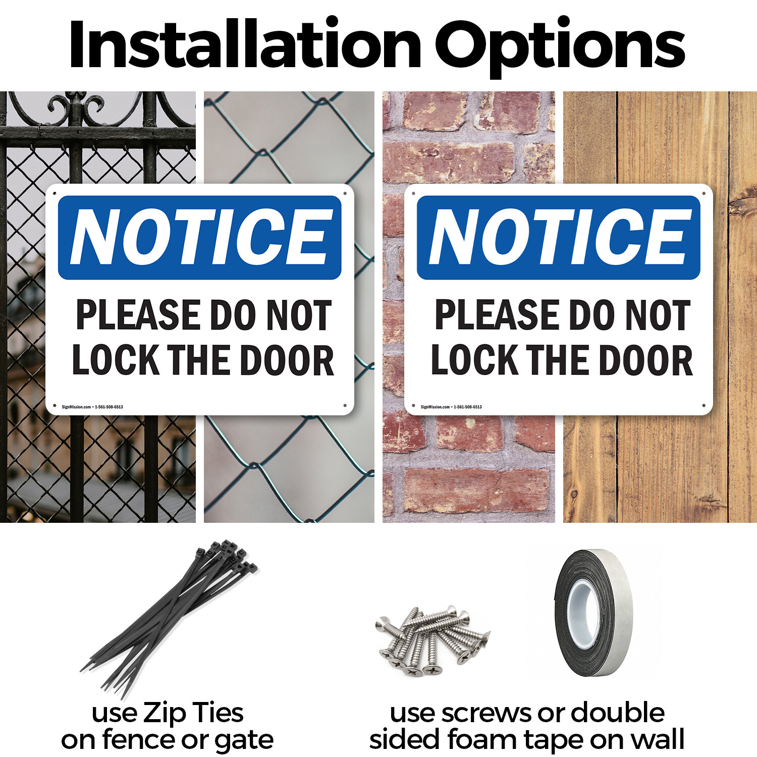 (2 Pack) Please Do Not Lock The Door OSHA Notice Sign Decal Metal Plastic