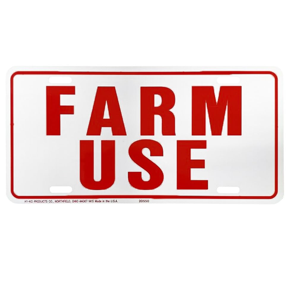 Farm Use Id Tag 6×12 Inches Red/White Heavy Duty License Plate Auto Tag
