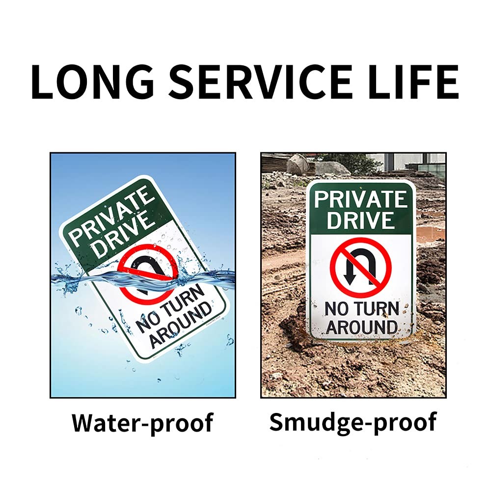 Large Private Drive, No Turn around Sign, 18″X 12″ .04″ Aluminum Reflective Sign
