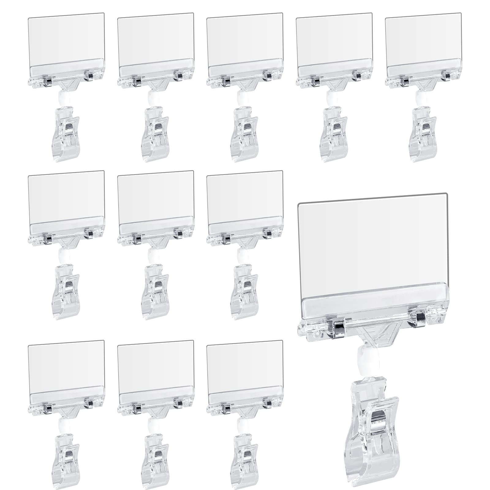 Biaungdo 12 Pcs Rotating Clip Swivel Sign Holder, Clear Rotatable