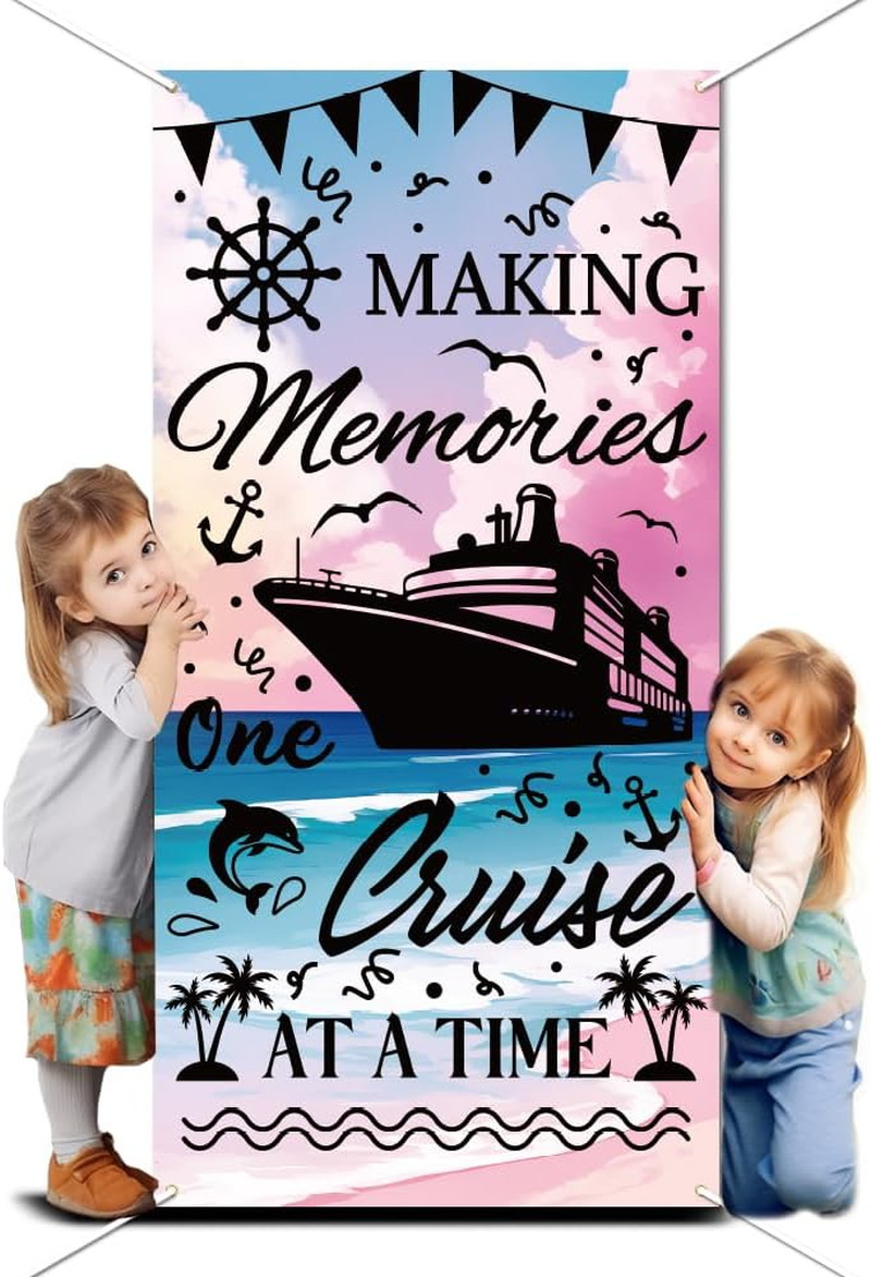 Cruise Ship Background Photo Door Banner for Party Decor, 5.9X2.9Ft Ocean Travel