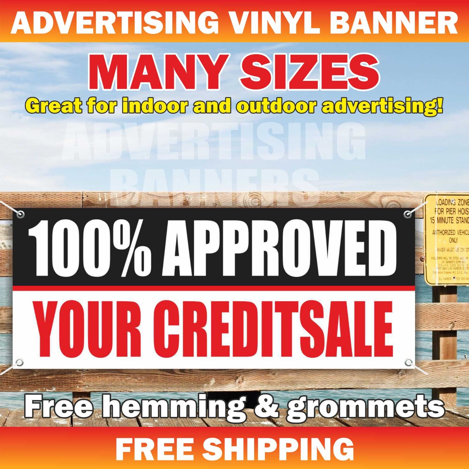 100% APPROVED YOUR CREDIT SALE Advertising Banner Vinyl Sign Cash Loan Pawn Shop