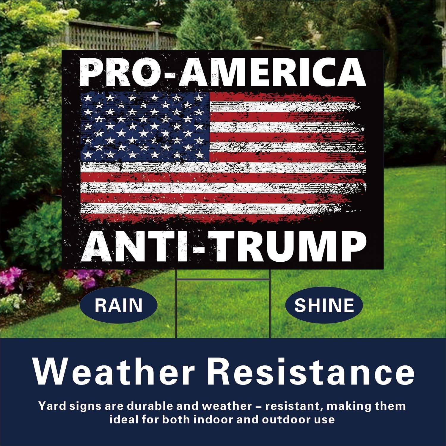 Pro America anti Trump Yard Sign Double Sided Corrugated Plastic Outdoor Lawn Ga