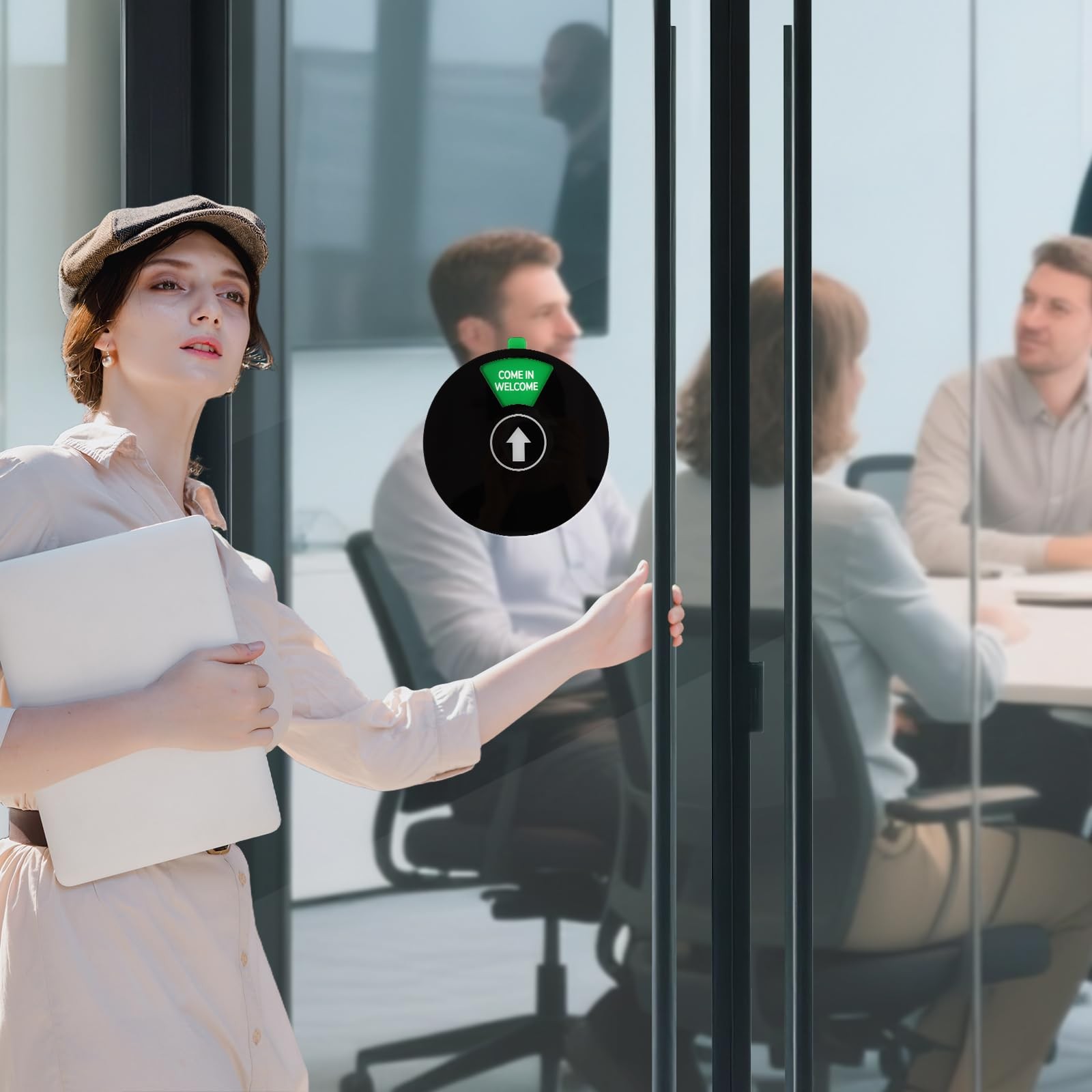 6 Inch Round Black Rotating Office Door Sign 6 Status Do Not Disturb