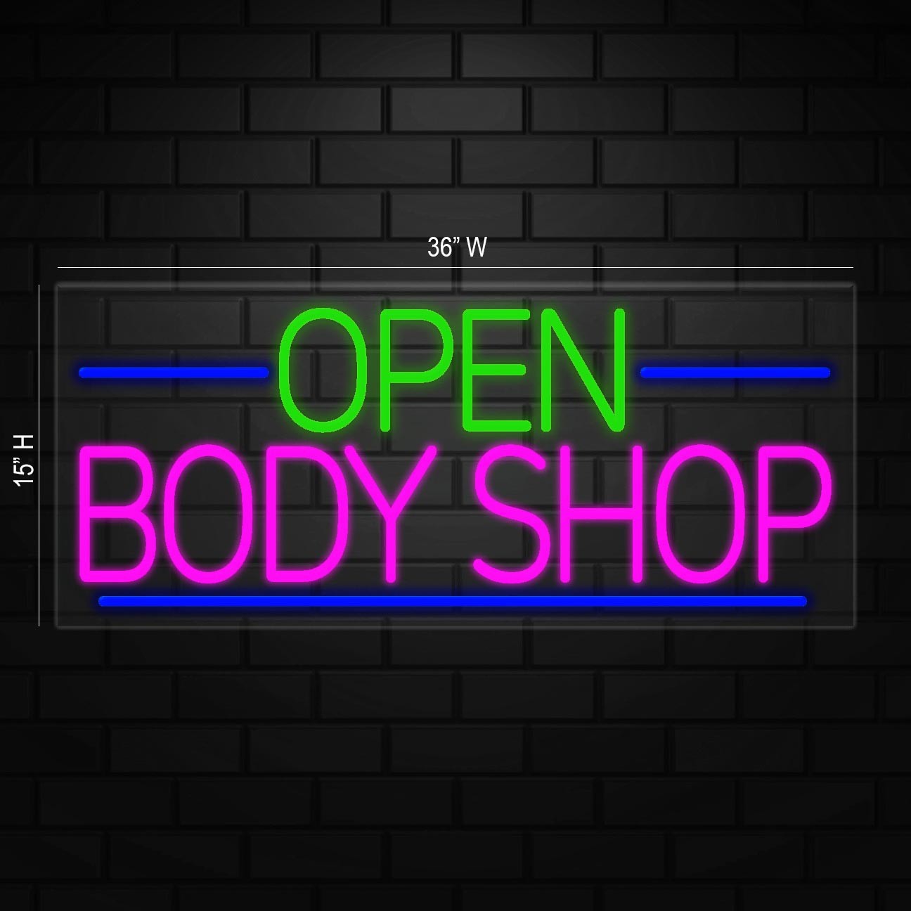 Open Body Shop Neon Sign for Retail Displays | LED Flex Neon | 36″W x 15″H x 1″D