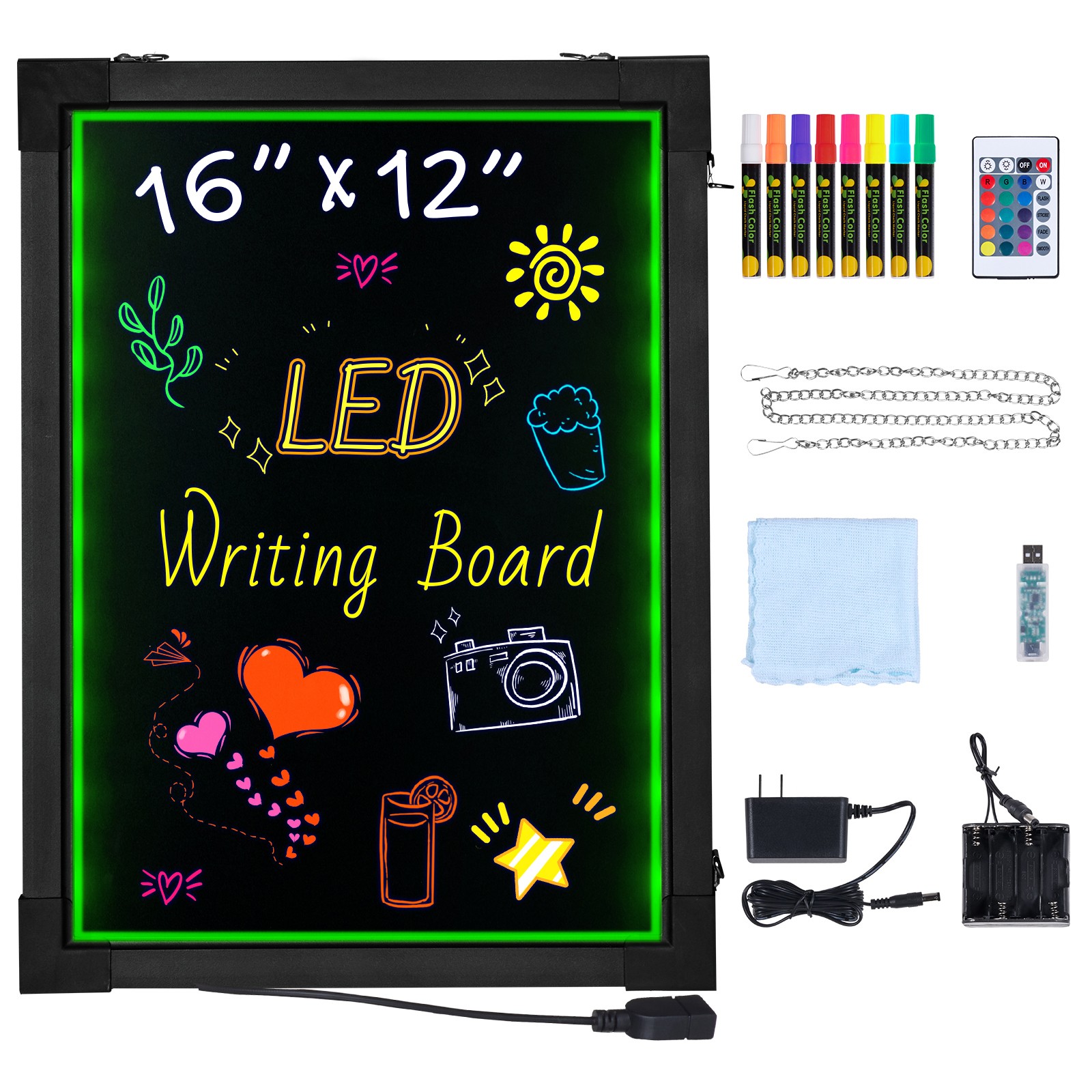 Uimoso LED Message Board 16″x12″ Illuminated Erasable Chalkboard