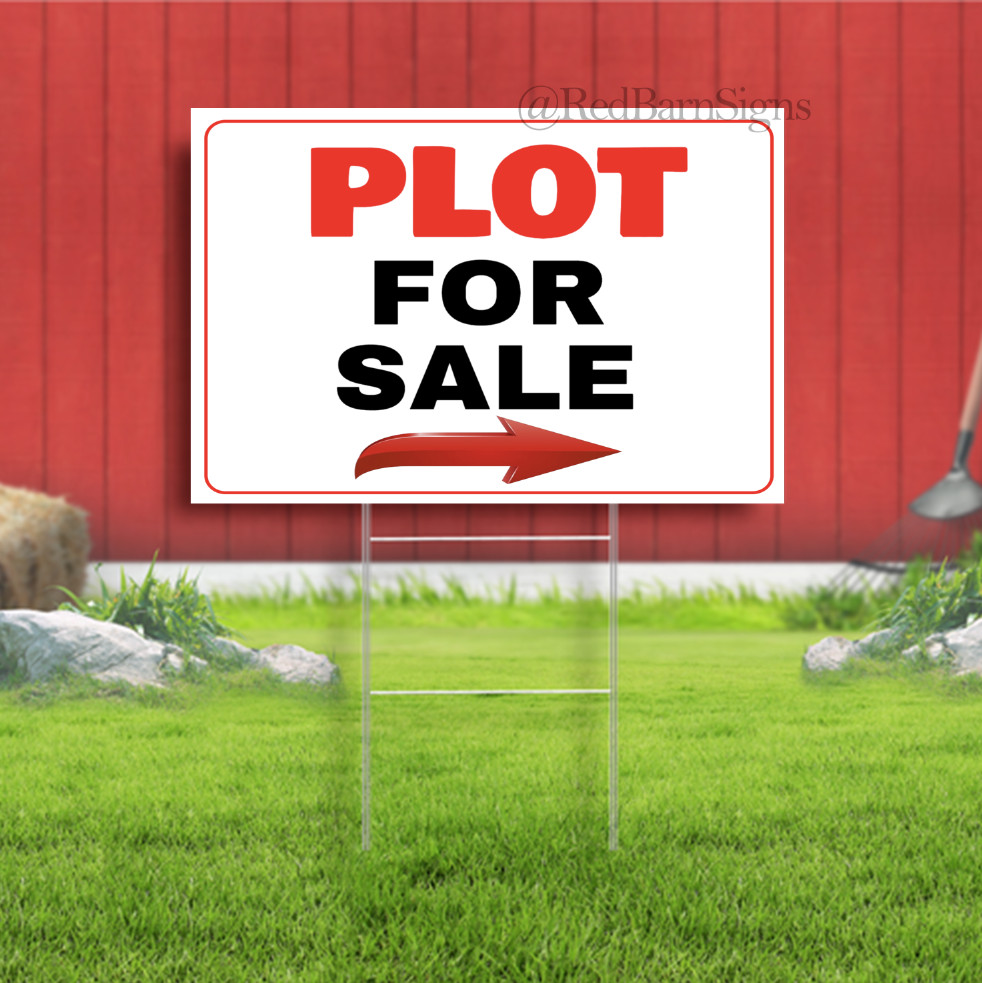 Plot For Sale Indoor Outdoor Yard Sign with metal stakes