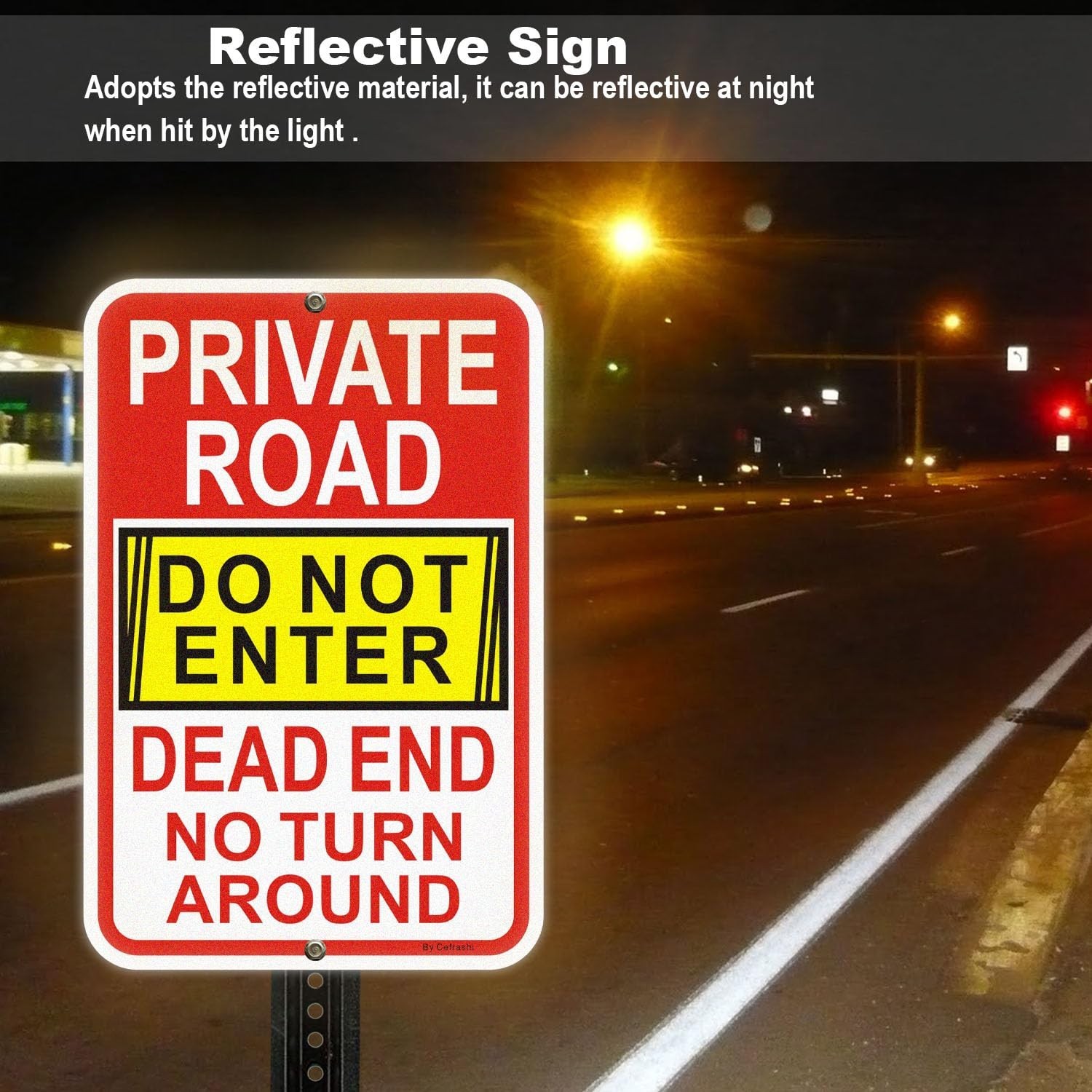 2 Pack Reflective Aluminum No Turn Around Sign, 18″ x 12″, Dead End Do Not Enter