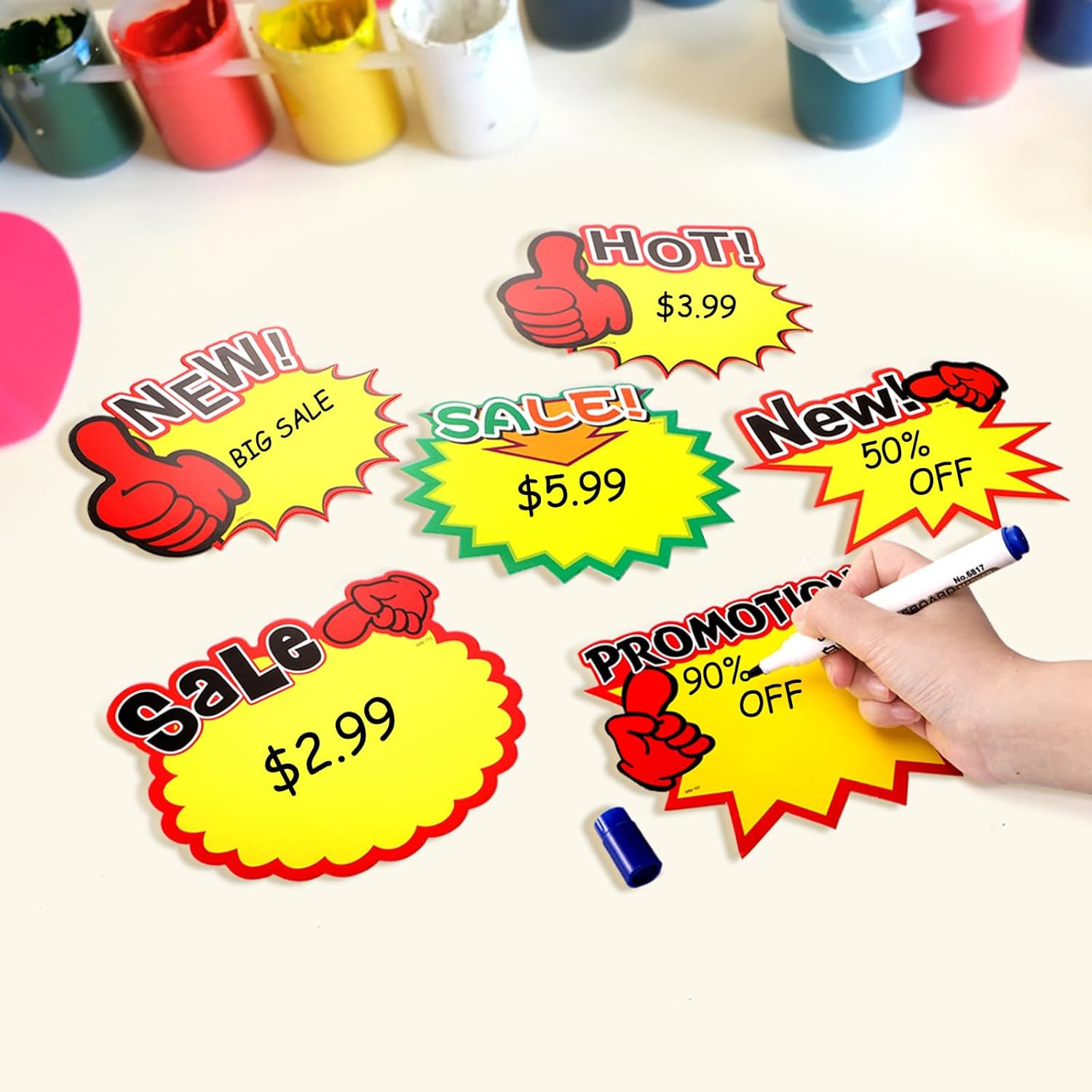 240 Pieces Burst Sign Cards, 7 X 5.5 Inch Large Star Shaped Blank Sale Sign Tags