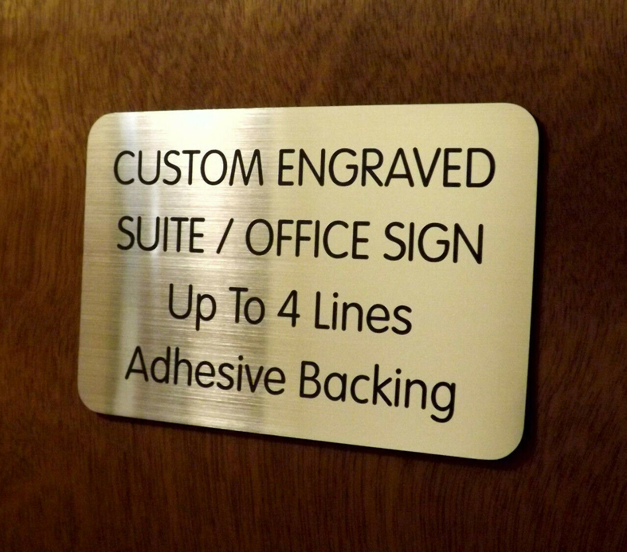 Custom Engraved 4×6 Brushed Silver Office Sign | Small Business Wall Door Plaque