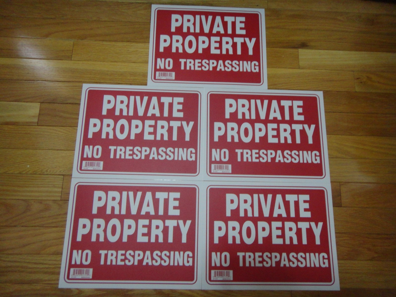 5X Red & White Flexible Plastic “PRIVATE PROPERTY NO TRESPASSING” Sign 9’x12′