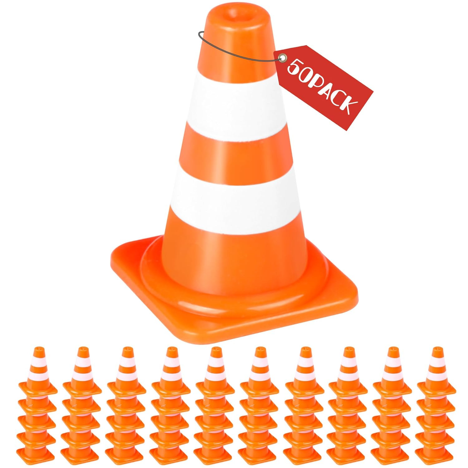 50PCS Mini Traffic Cones 1 Inch Toy Orange Cones Kids Pretend Play Building