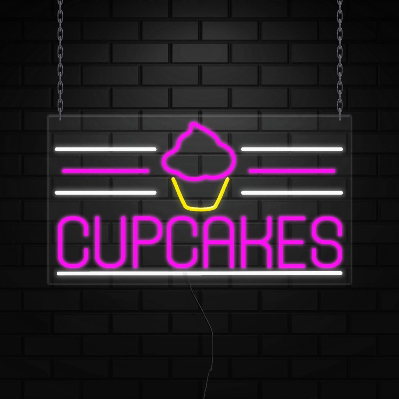 Cupcakes Sign for Business Displays | LED Flex Neon | 37″W x 20″H x 1″D