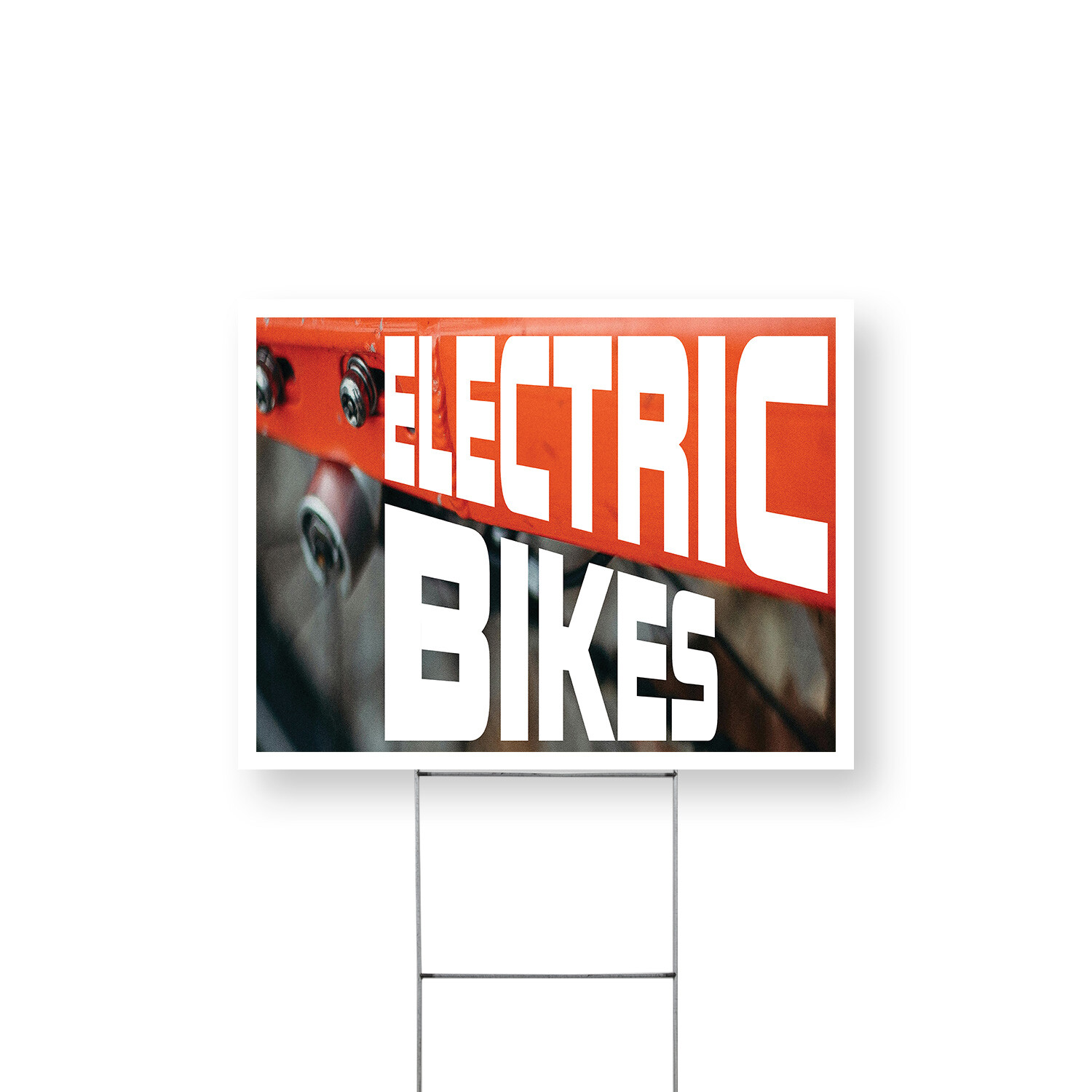 Electric Bikes Yard Sign Green Transport, Convenient Rentals, Modern Commuting