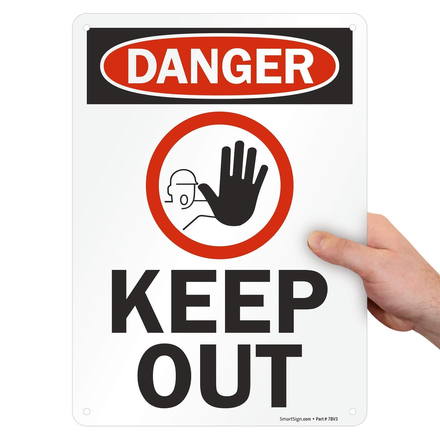 10×14 inch Plastic Danger Keep Out Sign for Workplace Construction Safety