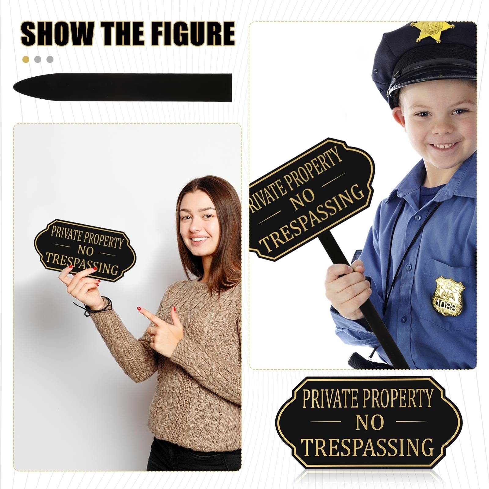 Private Property No Trespassing Sign 1 Set, Garden Stake Adhesive Warning Plaque