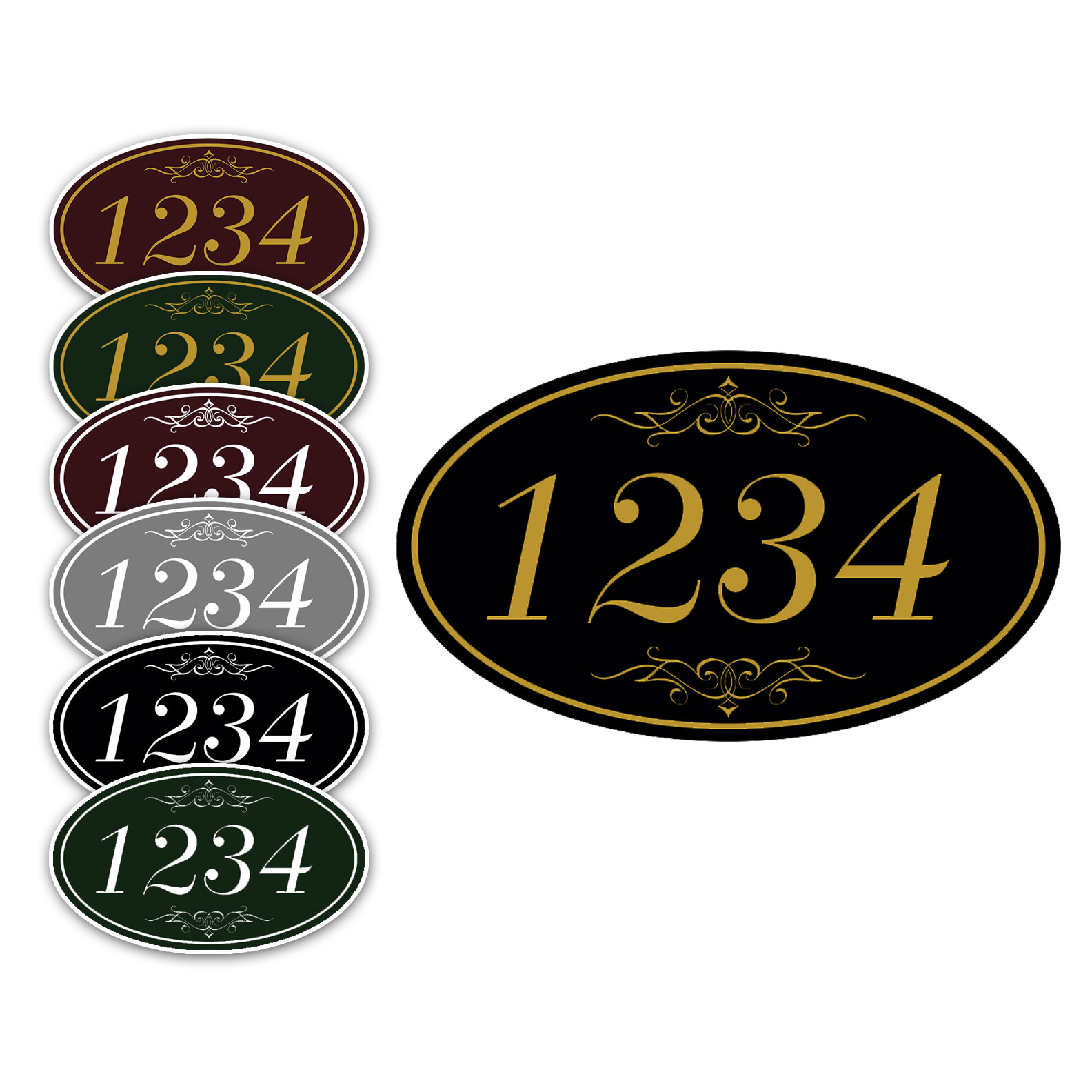 Personalized Number Door Plate 12″x7″ Custom Oval Wall Sign Choice Of Colors