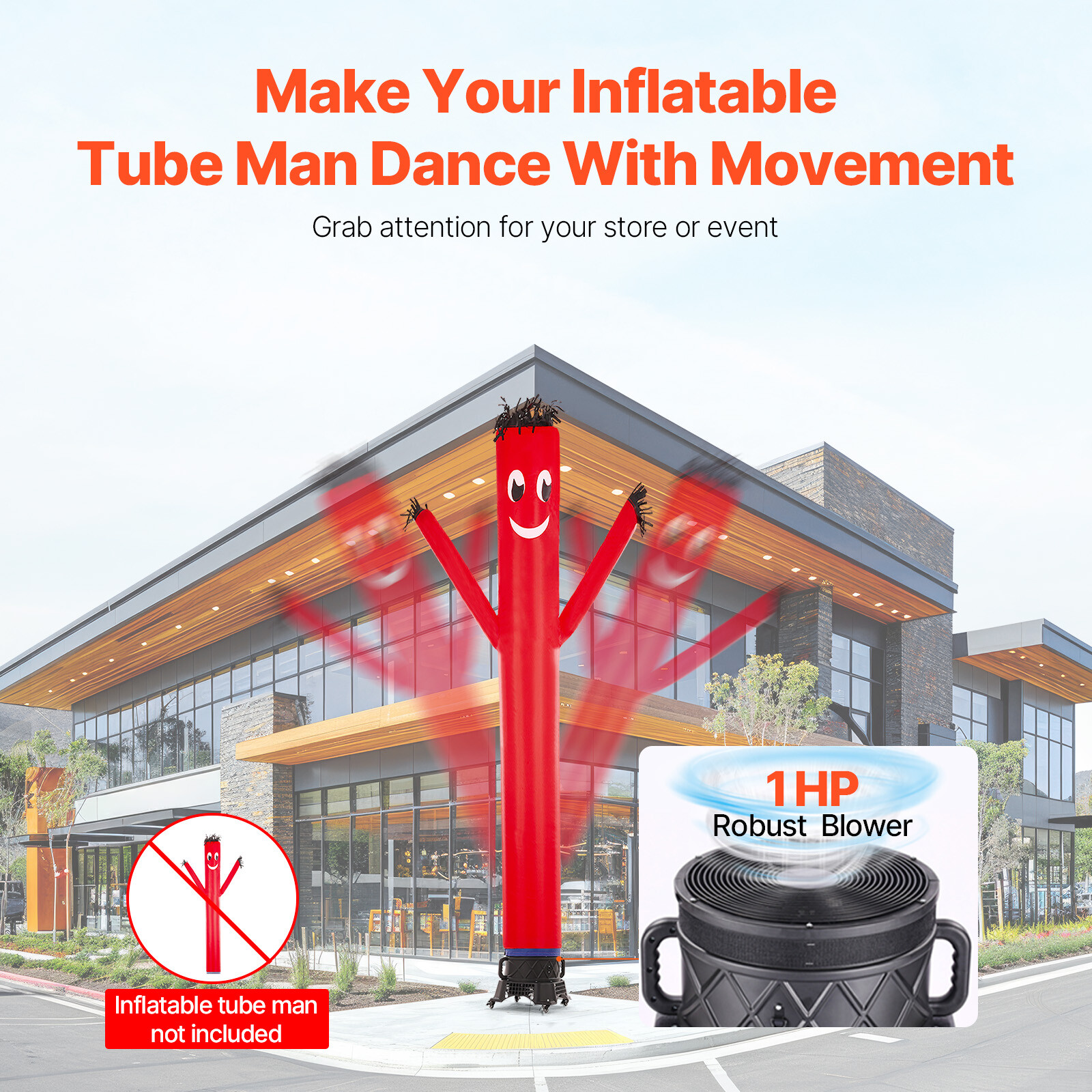 750W Electric Air Blower Fan Inflatable Dancer Wind Wavy Tube Man Puppet 1HP 18″