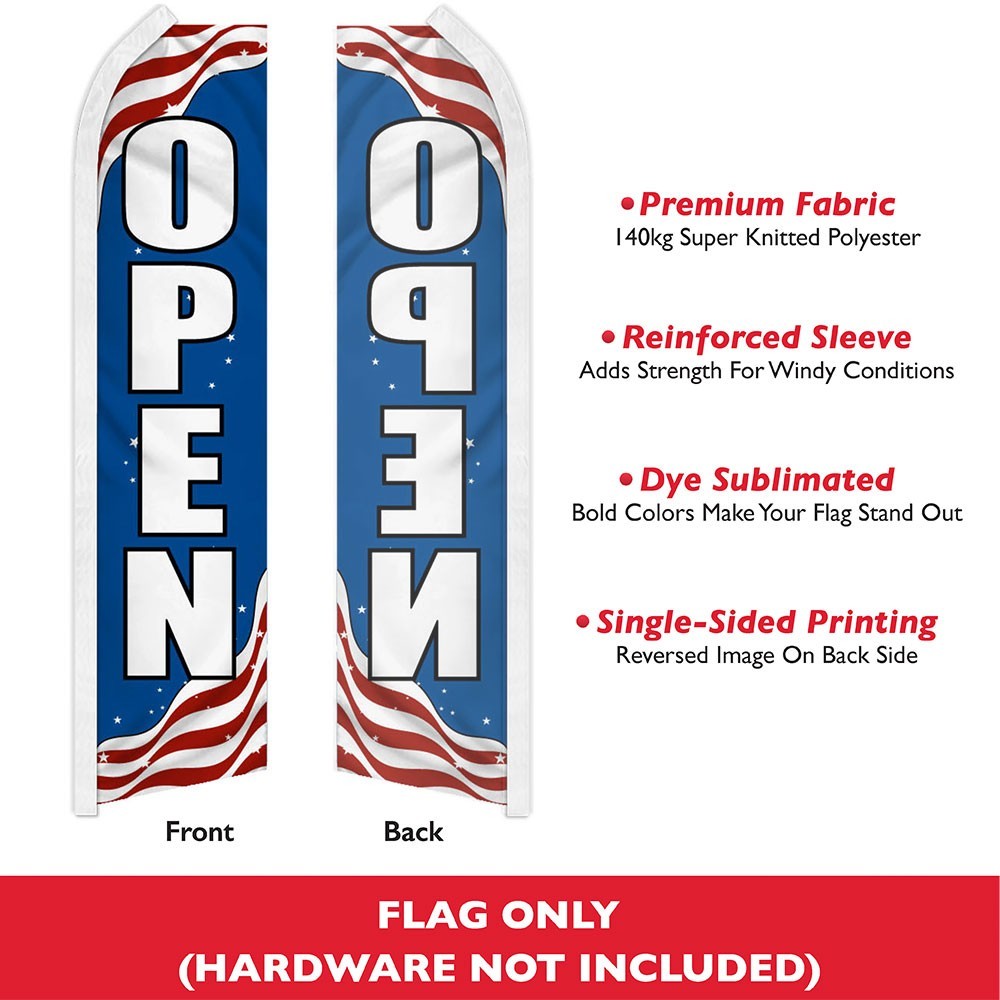 Open Advertising Swooper Feather Flutter Flag We’re Open PATRIOTIC