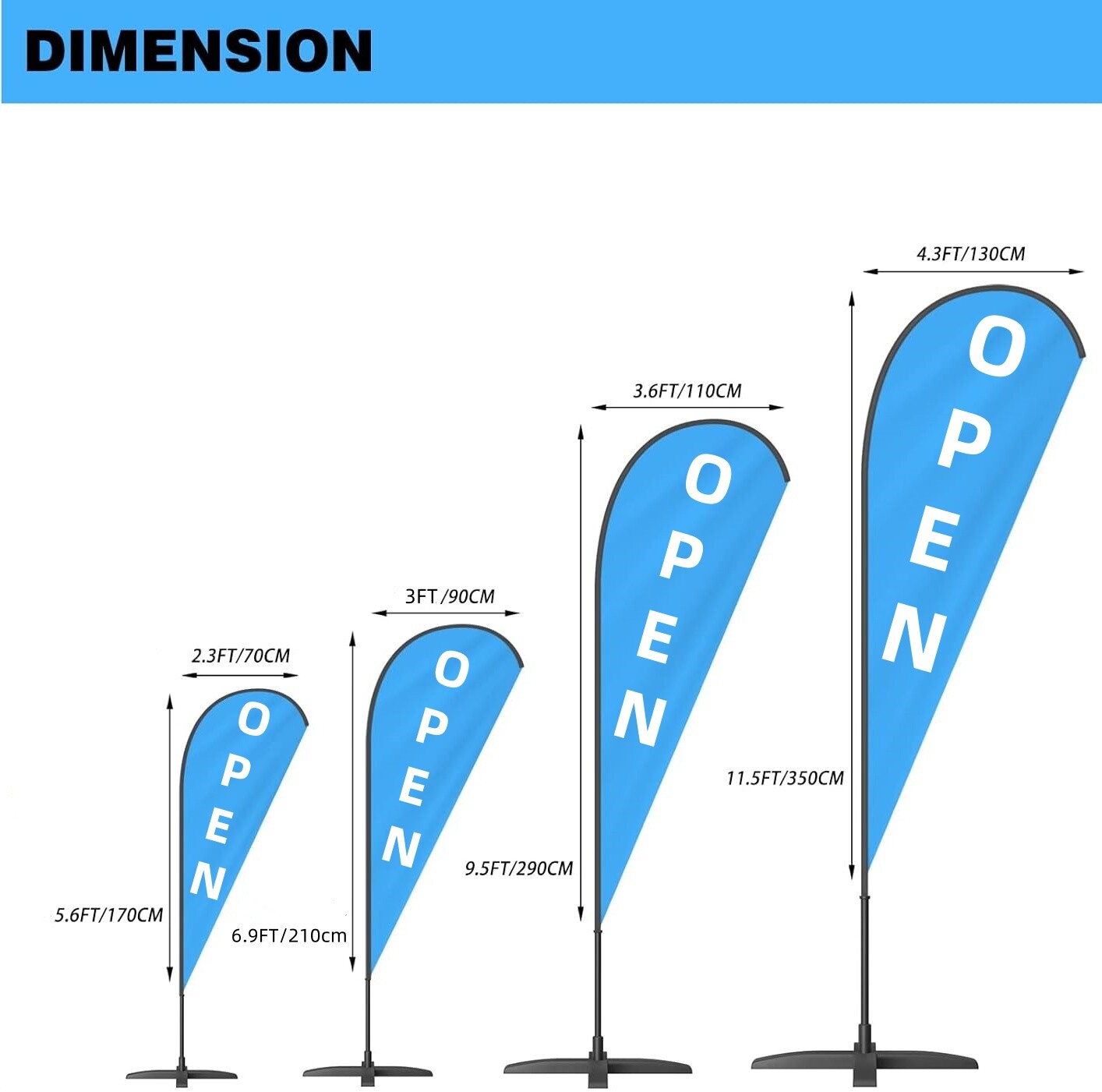 Custom Teardrop Advertising Feather Flag Outside Business Personalized Logo Text