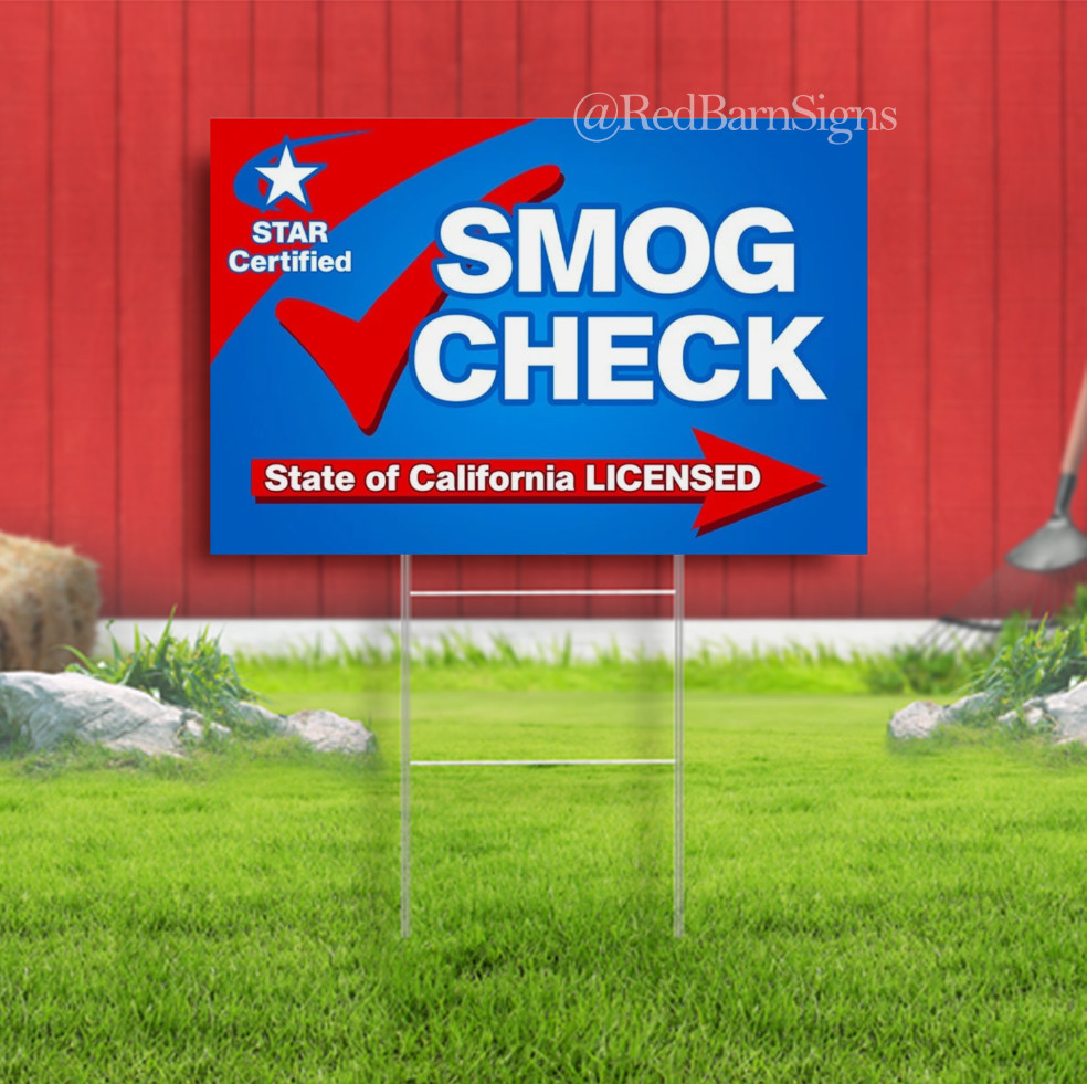 SMOG CHECK One-Sided Yard Sign with Metal Stakes