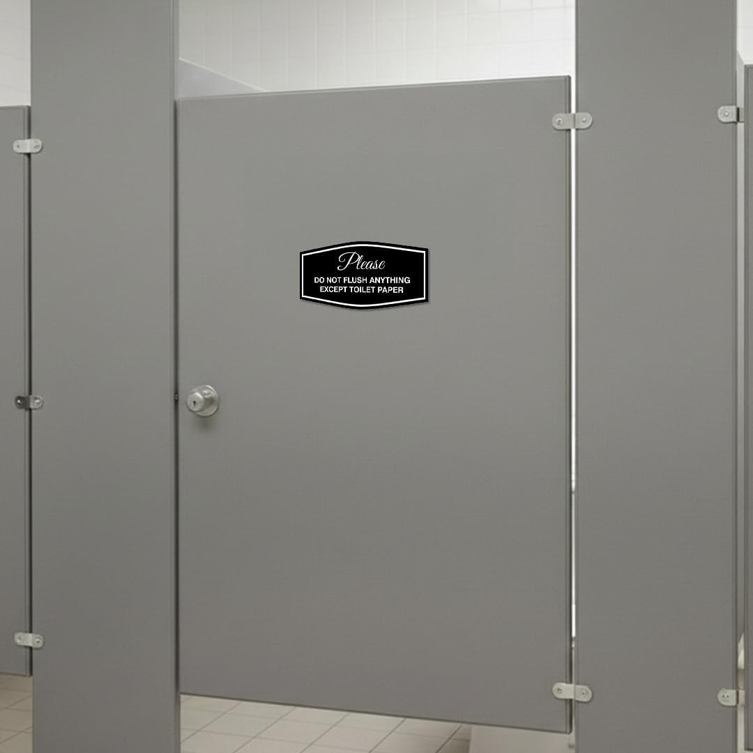 5 Pack Fancy Please Do Not Flush Anything Except Toilet Paper Sign Black Gold