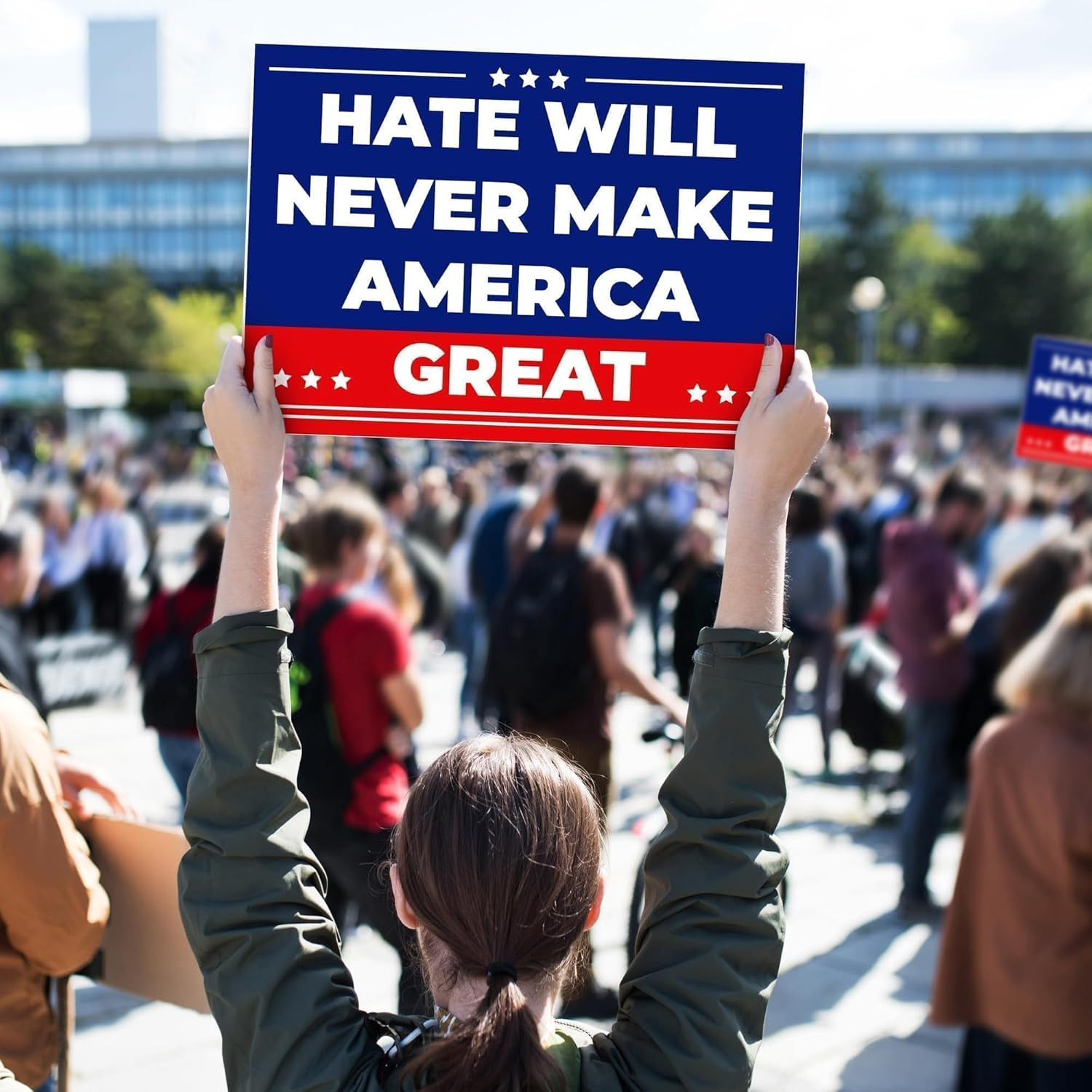 Anti-Trump Double-Sided Yard Sign with Metal Stake – Weatherproof Garden Decor