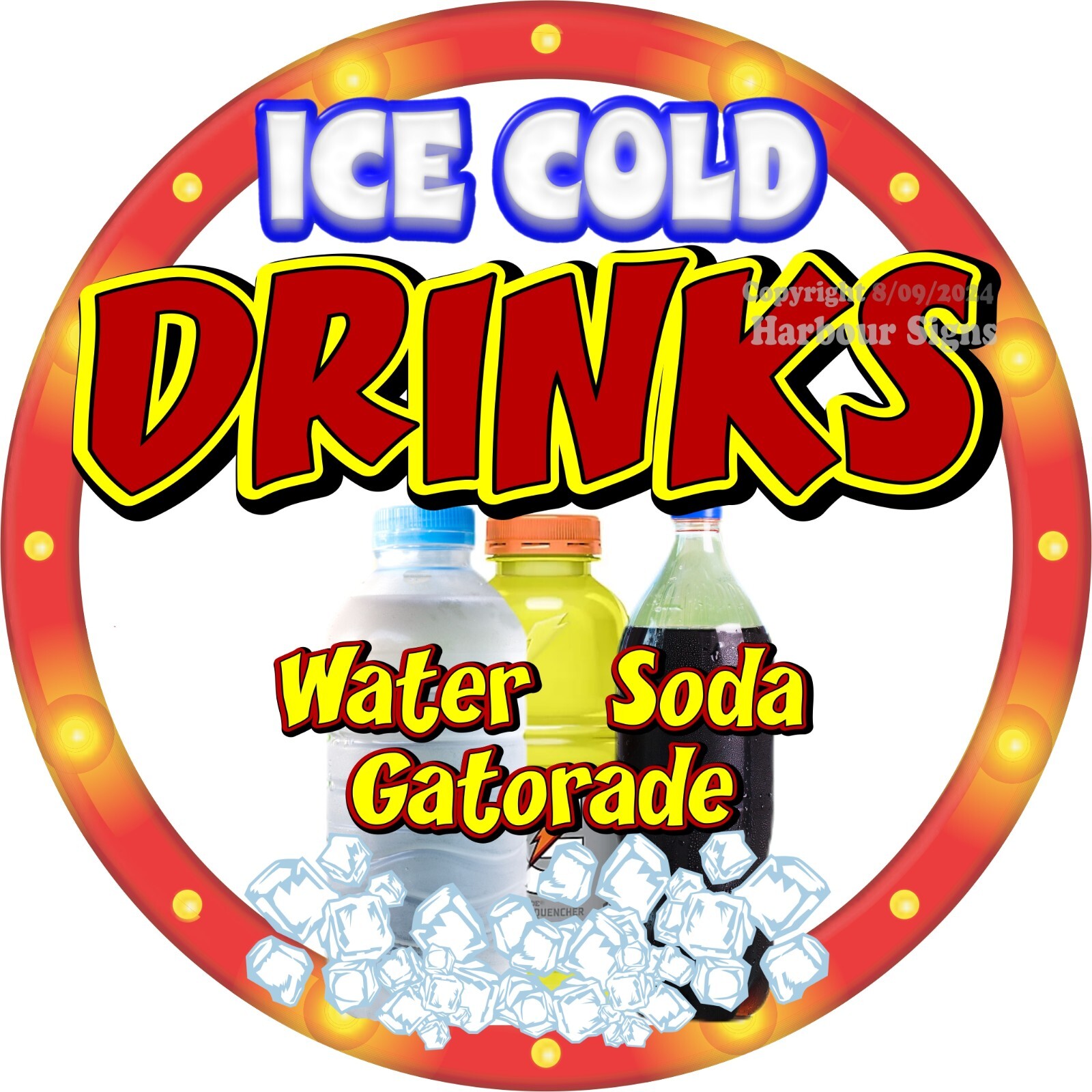 Ice Cold Drinks DECAL Soda Water Concession Food Truck Sticker c2