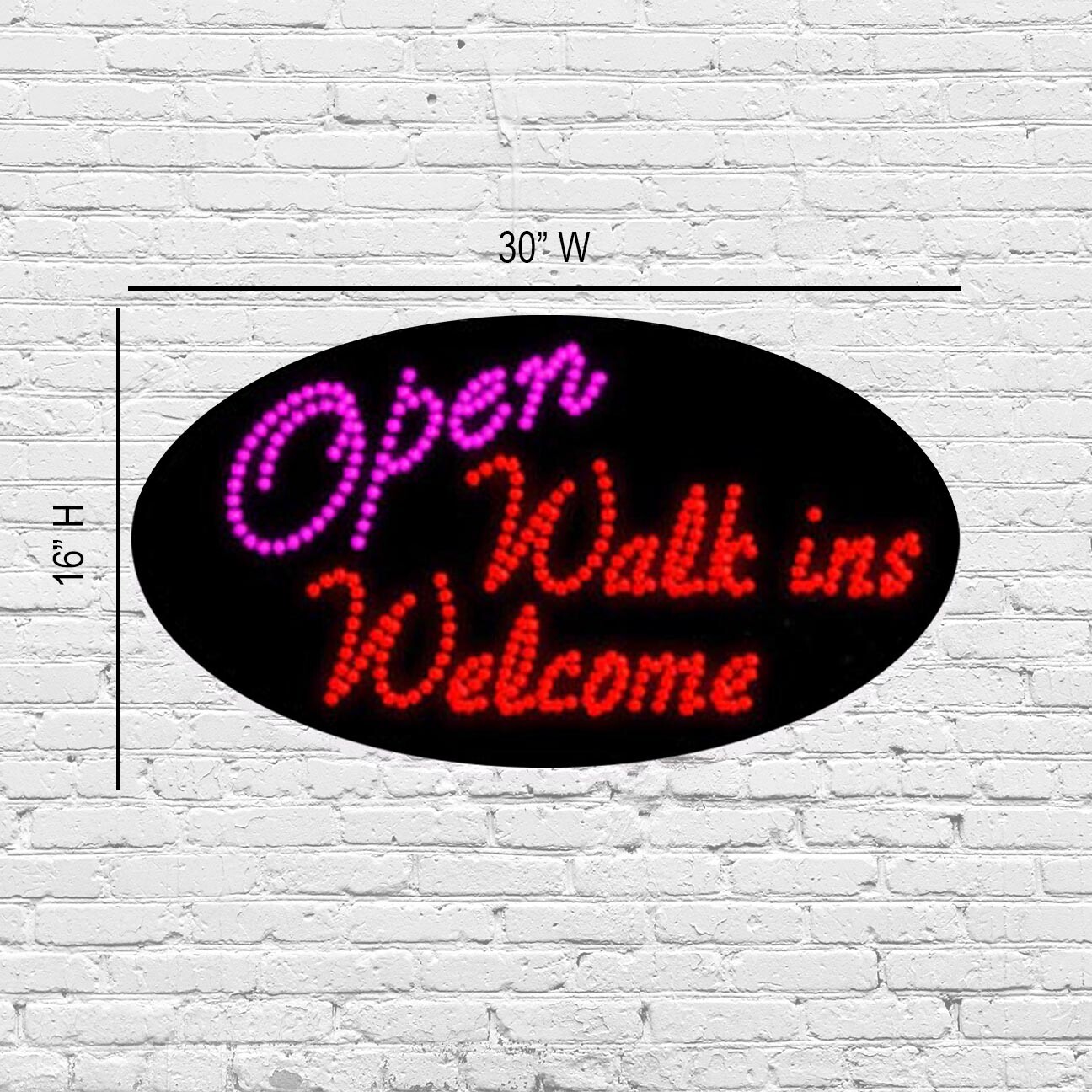 LED Open Walk in Welcome Sign | Light Up Sign | 16″H x 30″W x 2″D