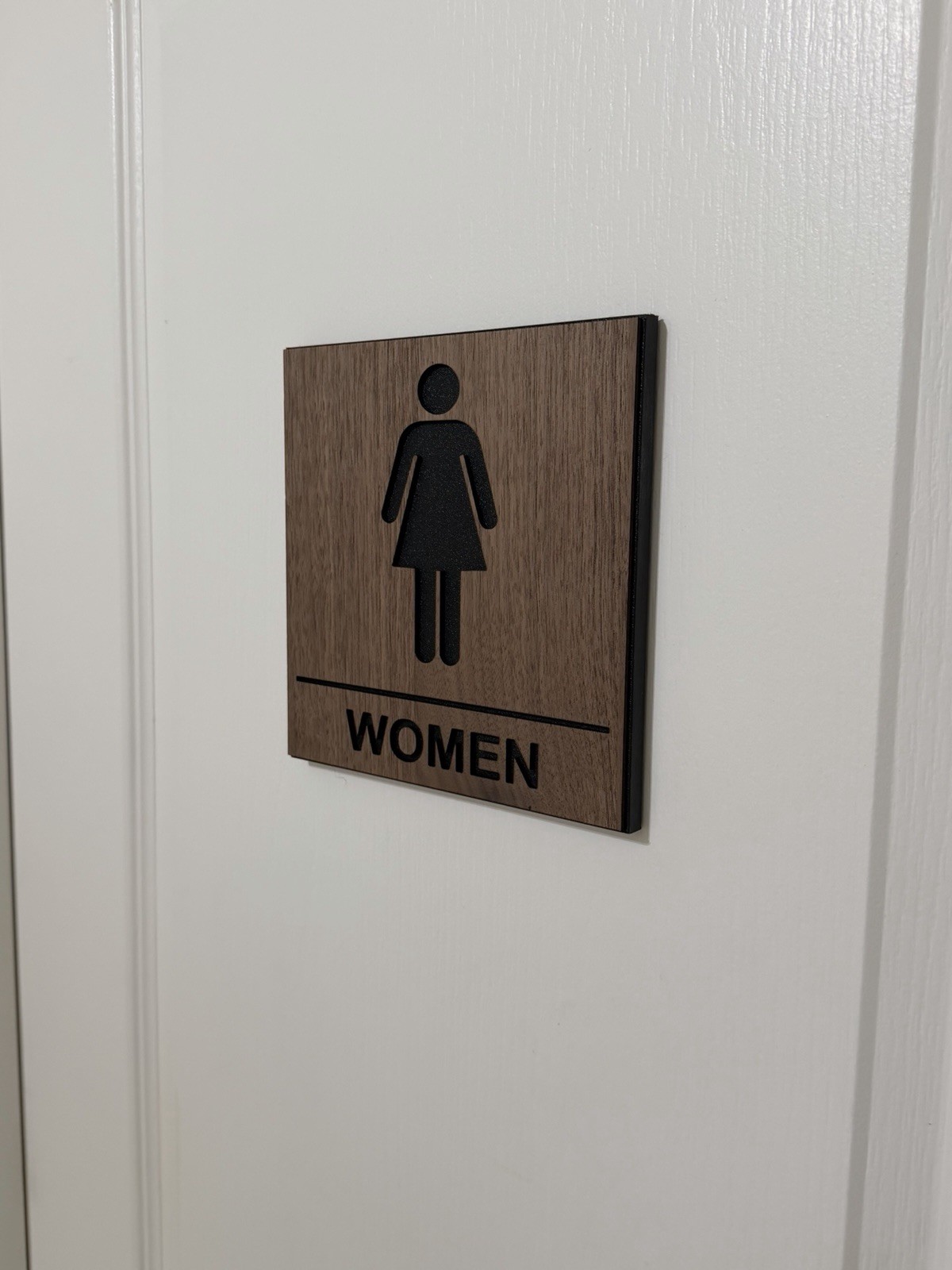 Walnut Wood Laser Cut Male And Female Bathroom Gender Signs For Door