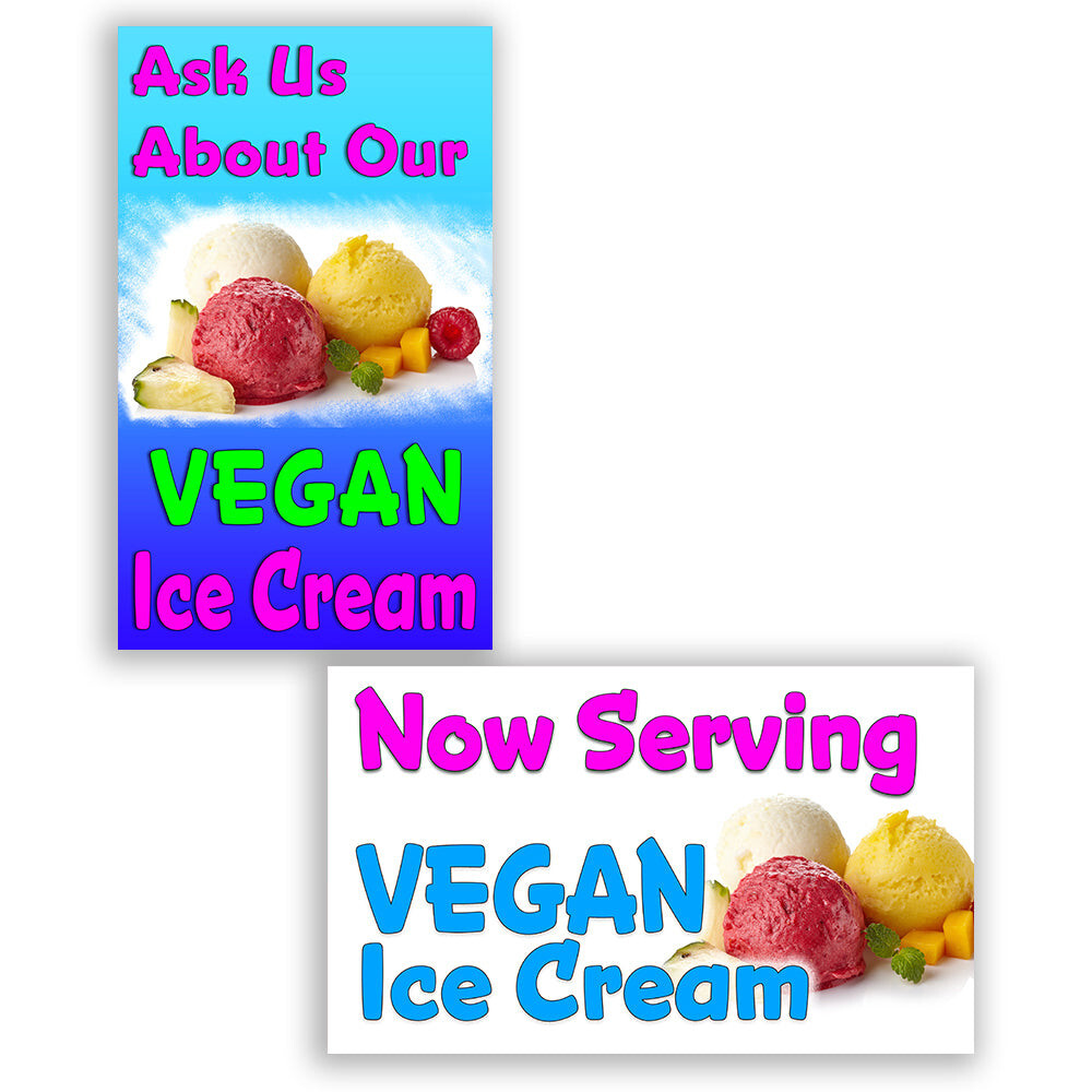 2 Pack Vegan Ice Cream Perforated Window Decal 9″ x 15″ Each (Removable)
