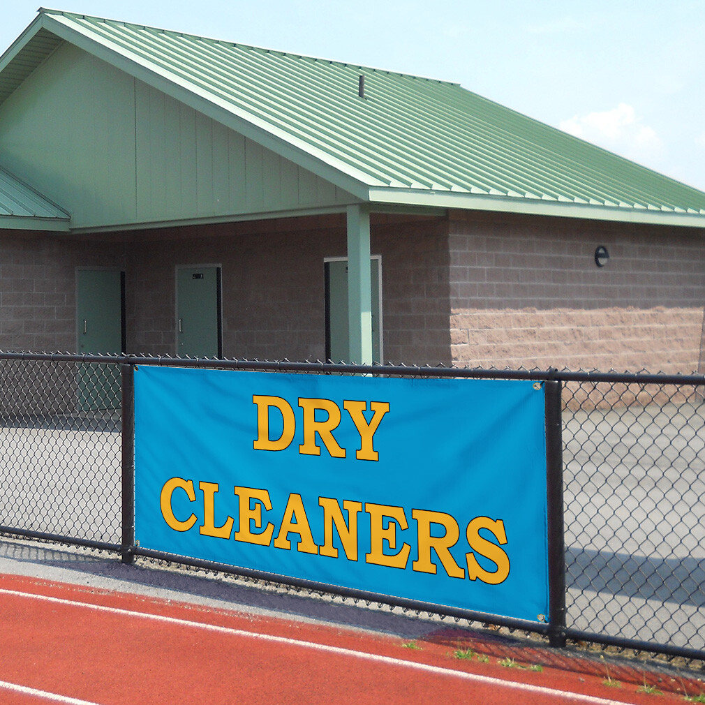 Vinyl Banner Multiple Sizes Dry Cleaners Blue Business Advertisement Business