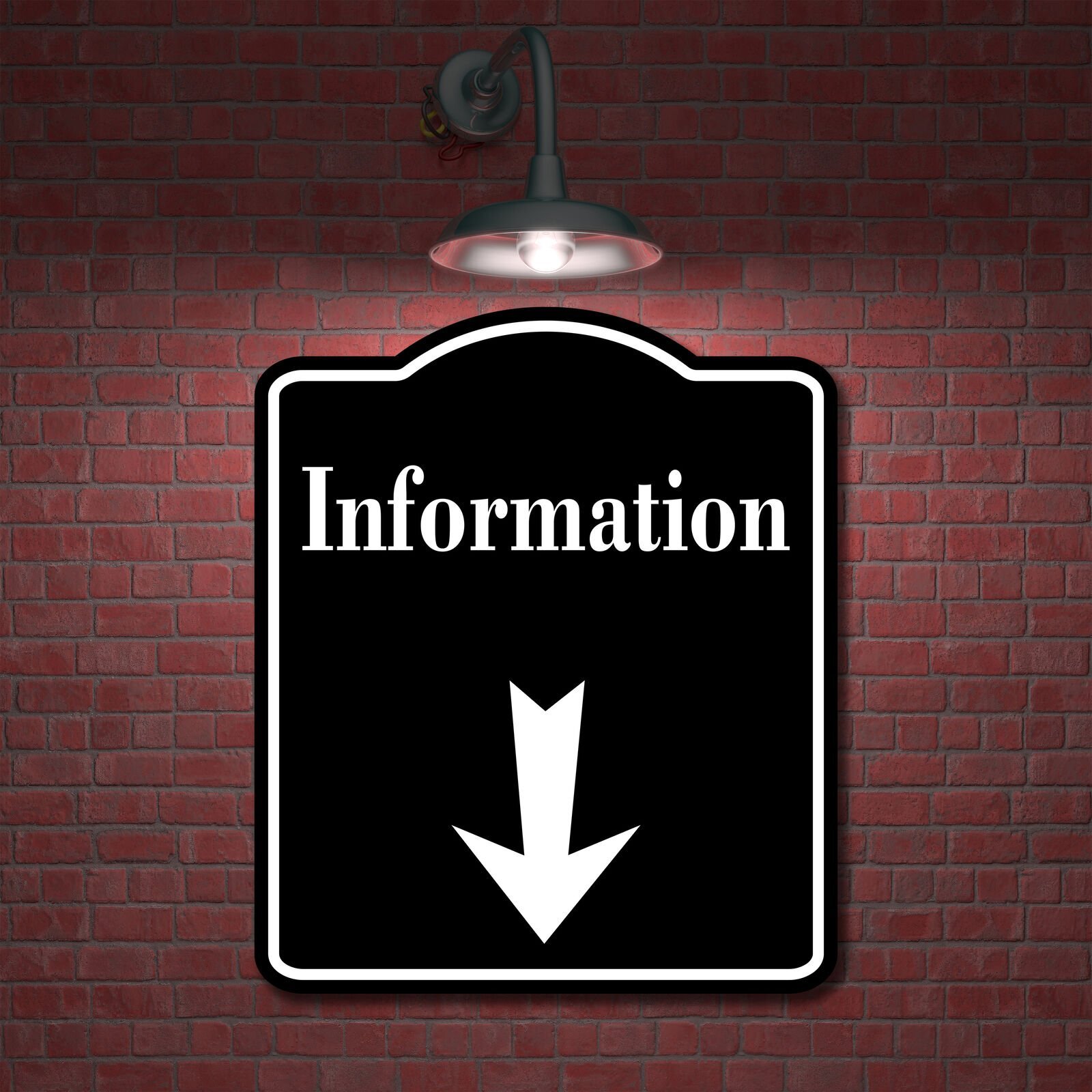 Information Down Arrow BLACK Aluminum Composite Sign