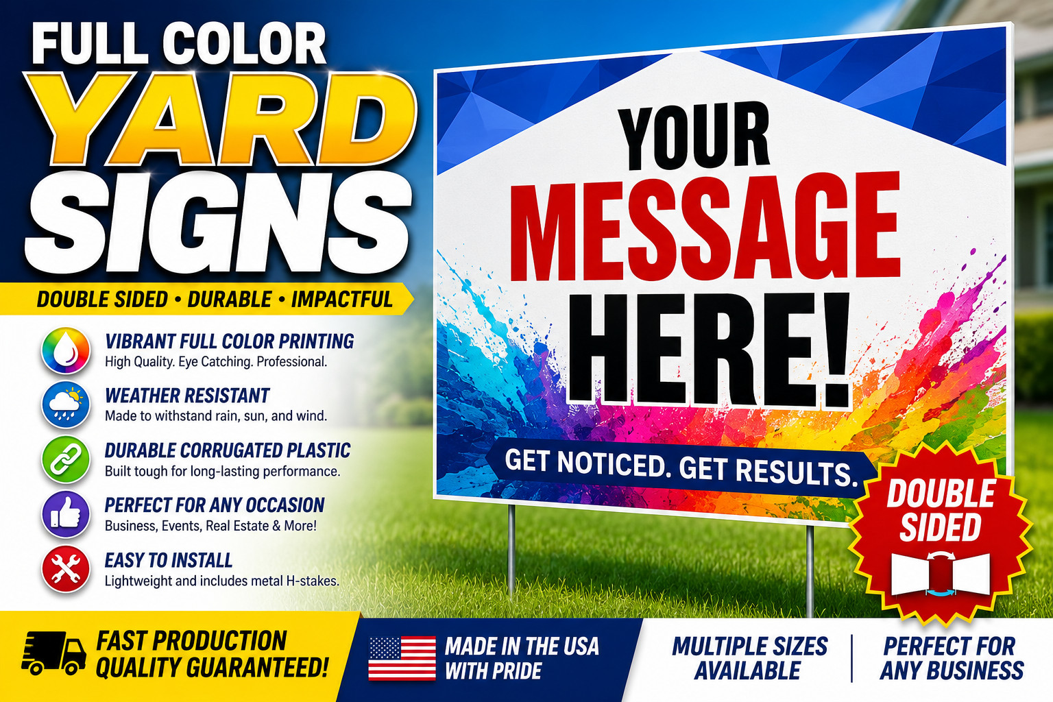 Qty 4 24″x36″ Custom Printed Yard Signs Full Color Double Sided Personalized