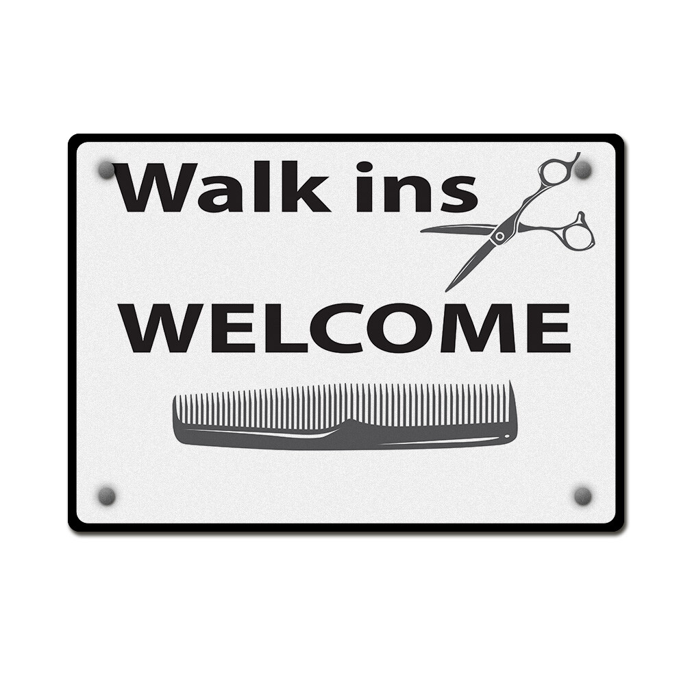 Aluminum Horizontal Metal Sign Walk Ins Welcome Weatherproof Street Signage