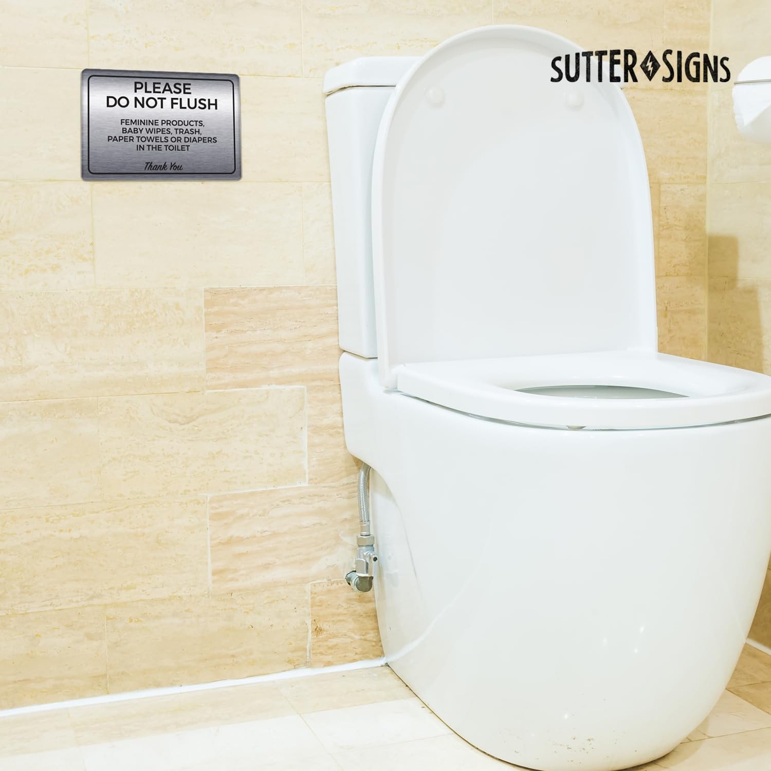 Please Do Not Flush Feminine Products Sign Durable ABS Plastic 4×6 Inch