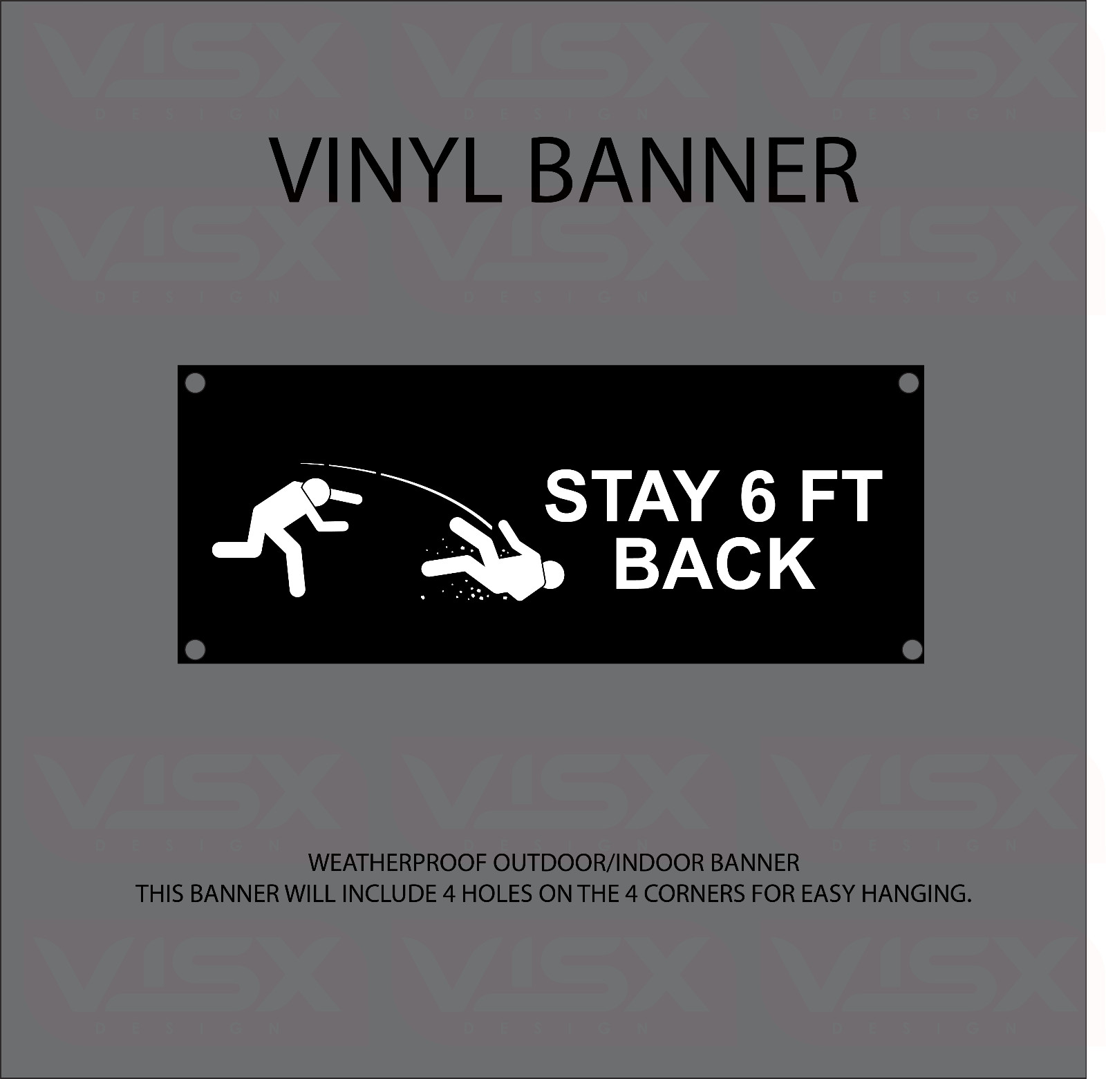 Stay 6 Ft Back COVID Virus VINYL Banner Flag Outdoor indoor Sign Safety Hazard