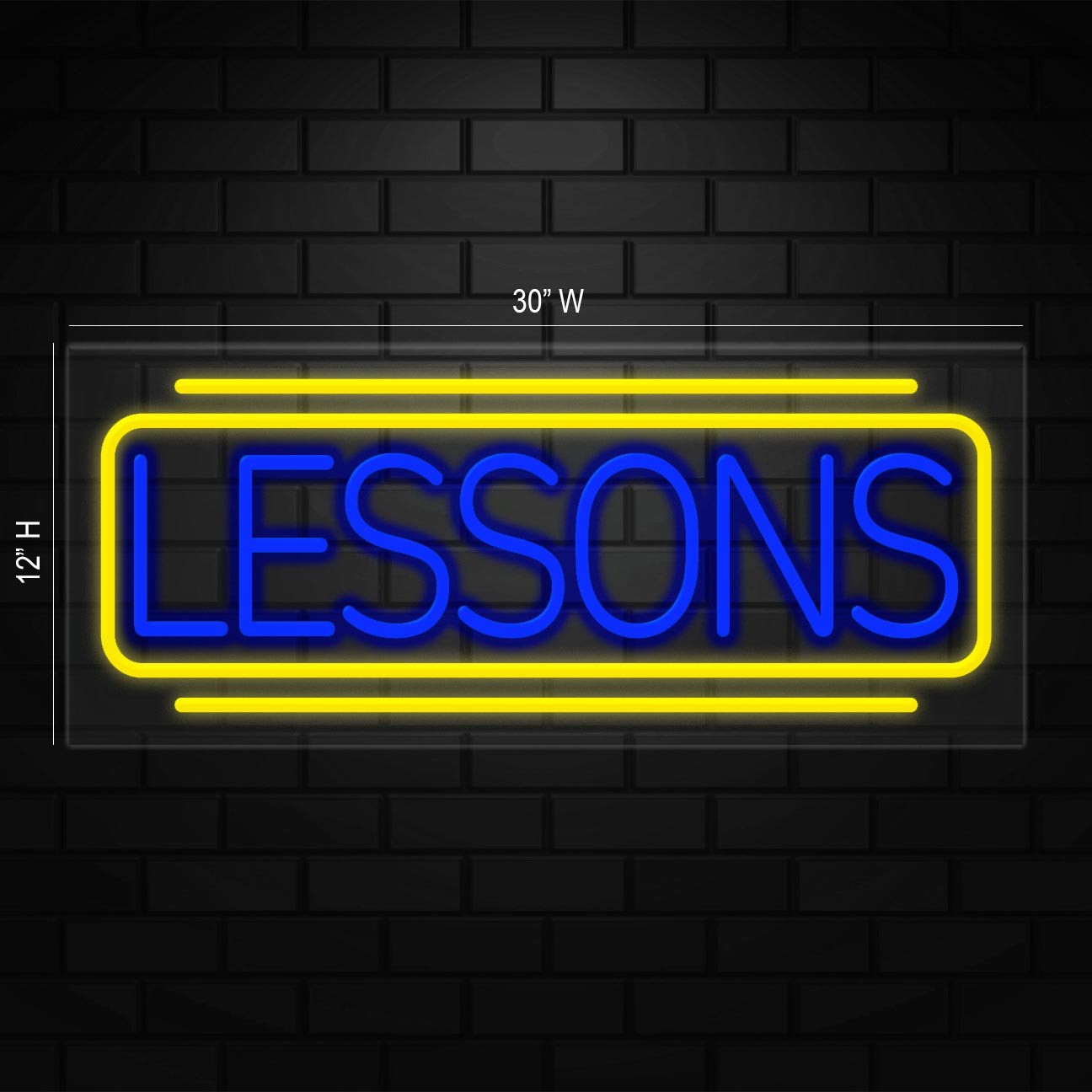 Lessons Neon Sign for Retail Displays | LED Flex Neon | 30″W x 12″H x 1″D
