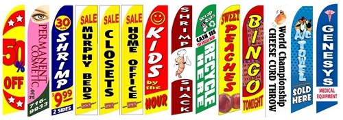15″ DOUBLE SIDED CUSTOM PRINT Windless Swooper Feather Flag