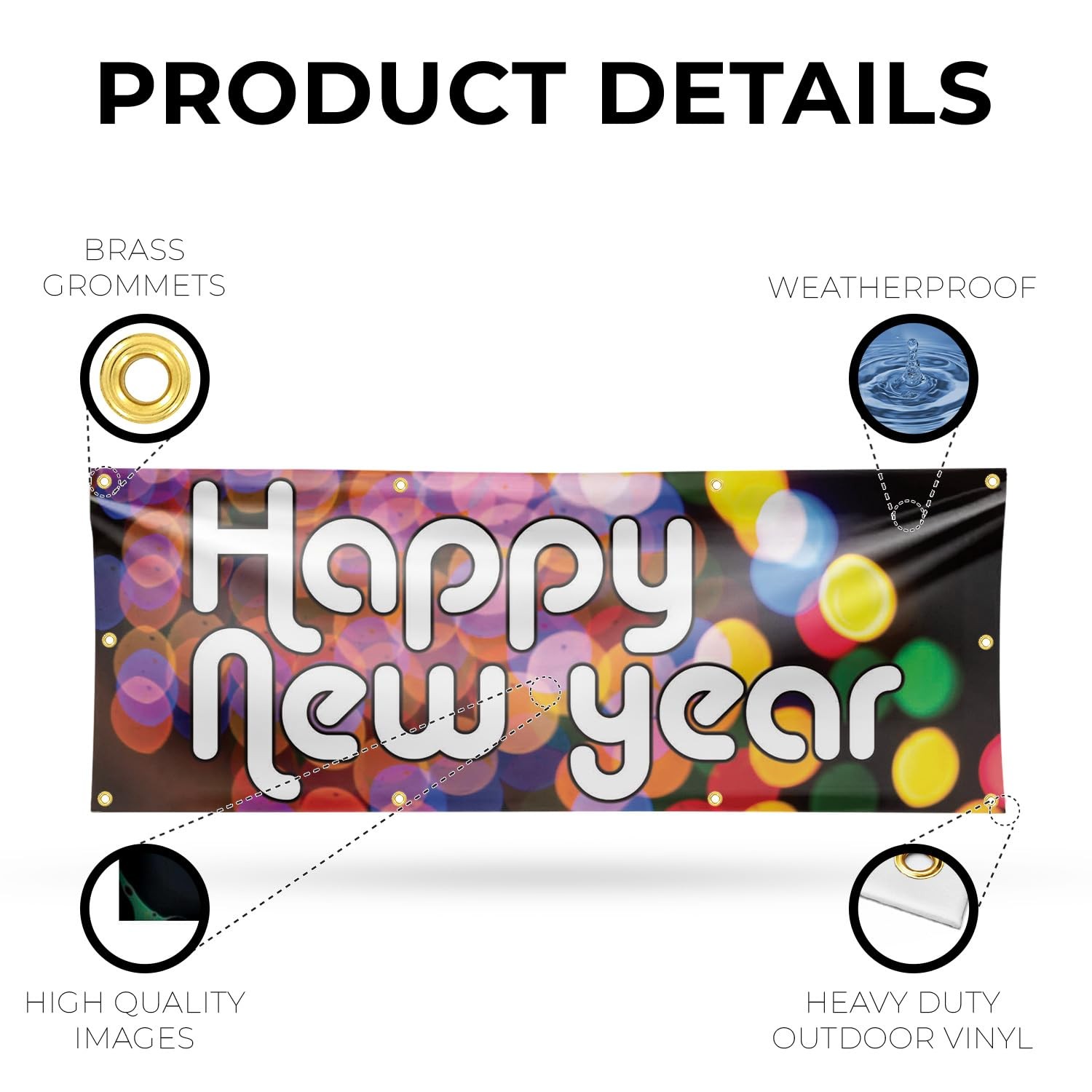 Signmission Happy Year Banner Sign 36 X 96 13 Oz Vinyl Metal Single-Sided