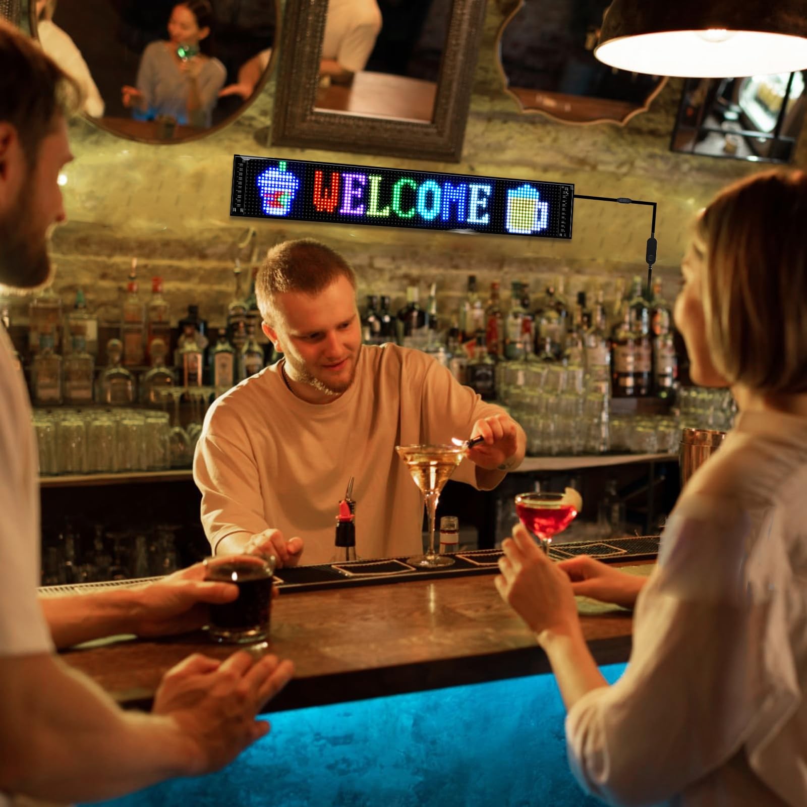 Programmable LED Signs,Flexible Scrolling LED Display,Bluetooth APP Control,E…