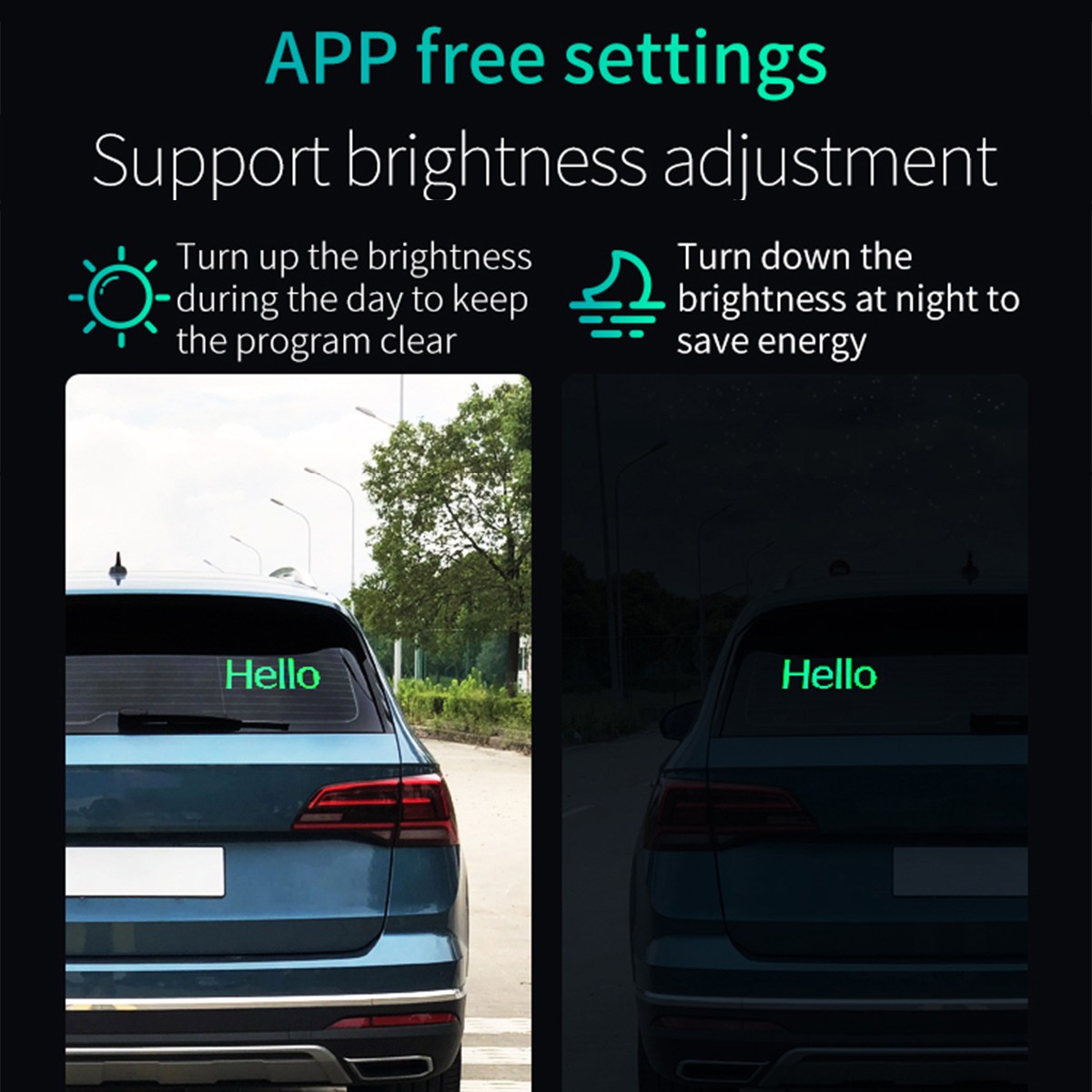 APP Programmable Window Display LED Light Screen Signal Car DIY Voice w/Control