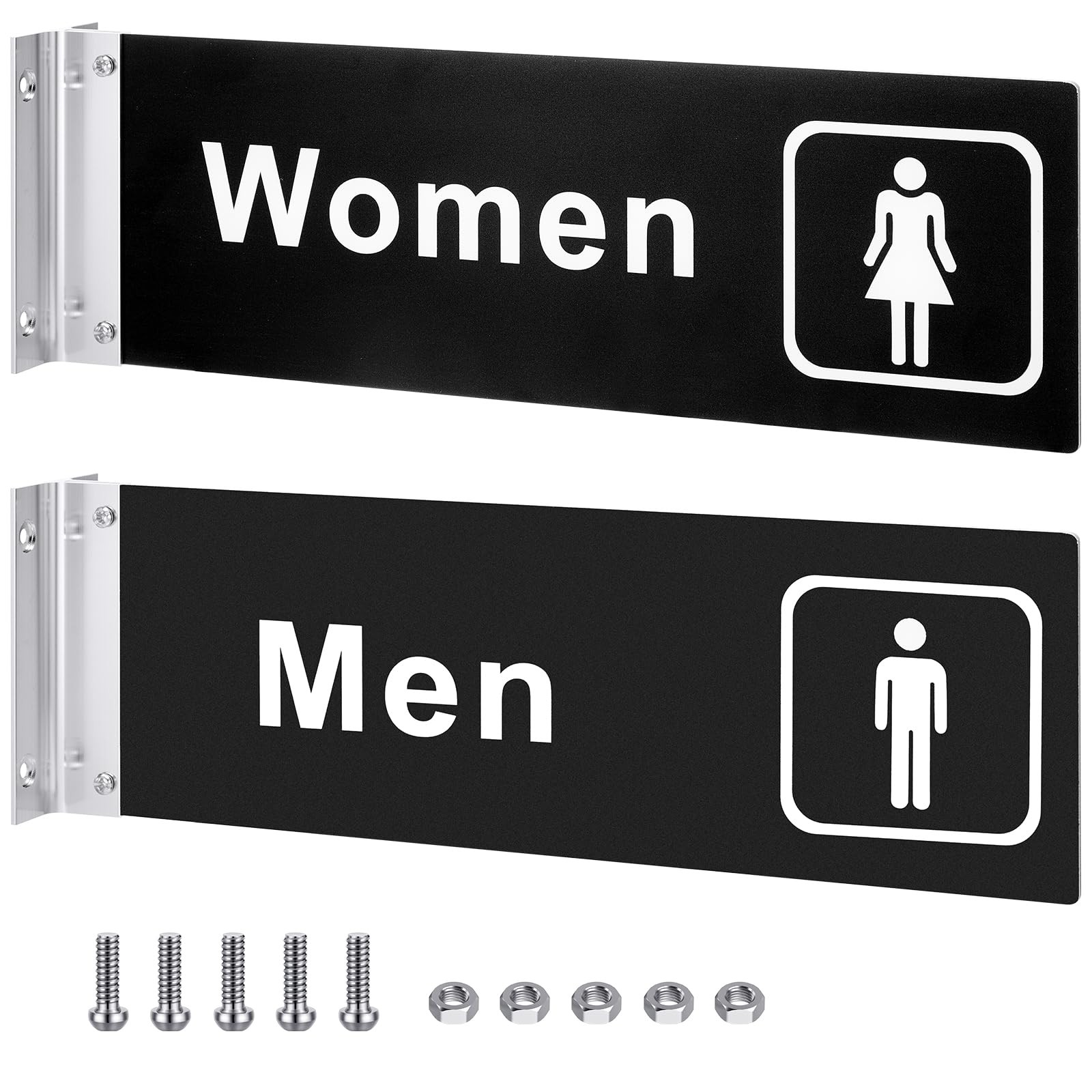 2 Pcs Men’s and Women’s Restroom Signs for Business Hallway Bathroom Door Signs,